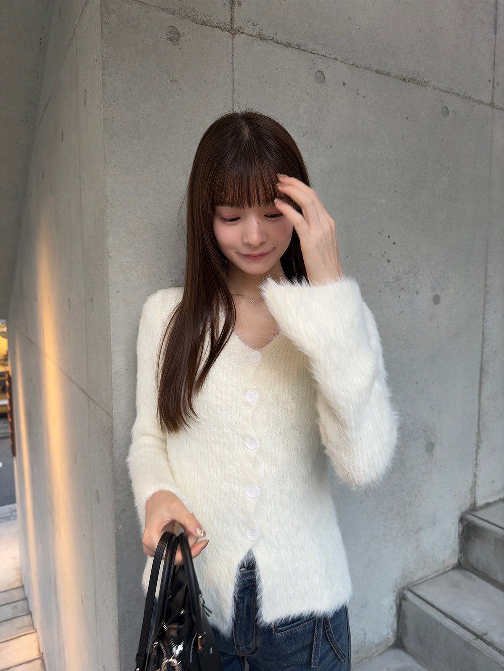 Ｖネックシャギーニットカーディガン | 詳細画像8