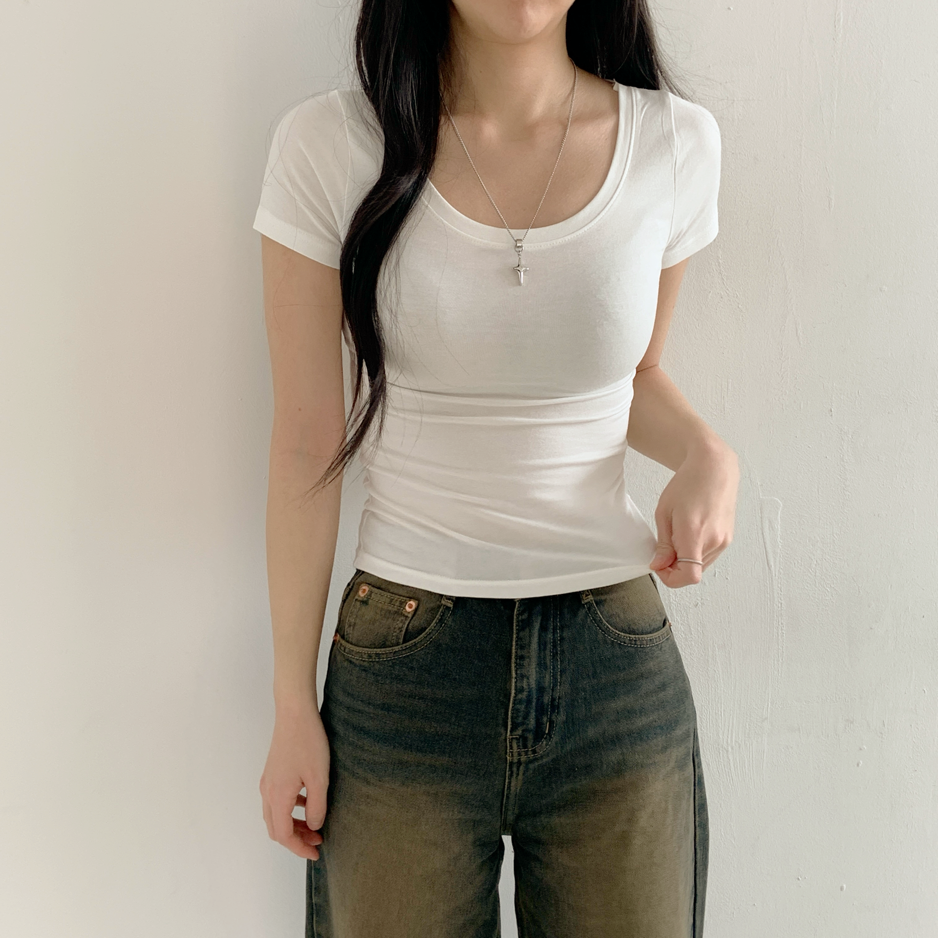 Uネック半袖Tシャツ | 詳細画像10