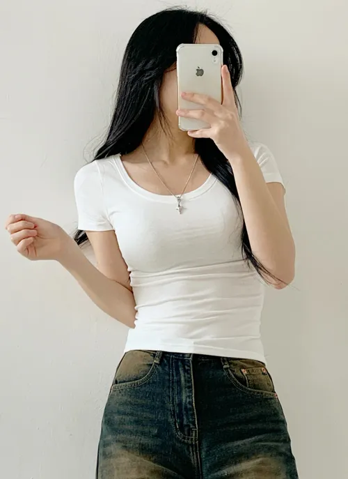 Uネック半袖Tシャツ | 詳細画像1