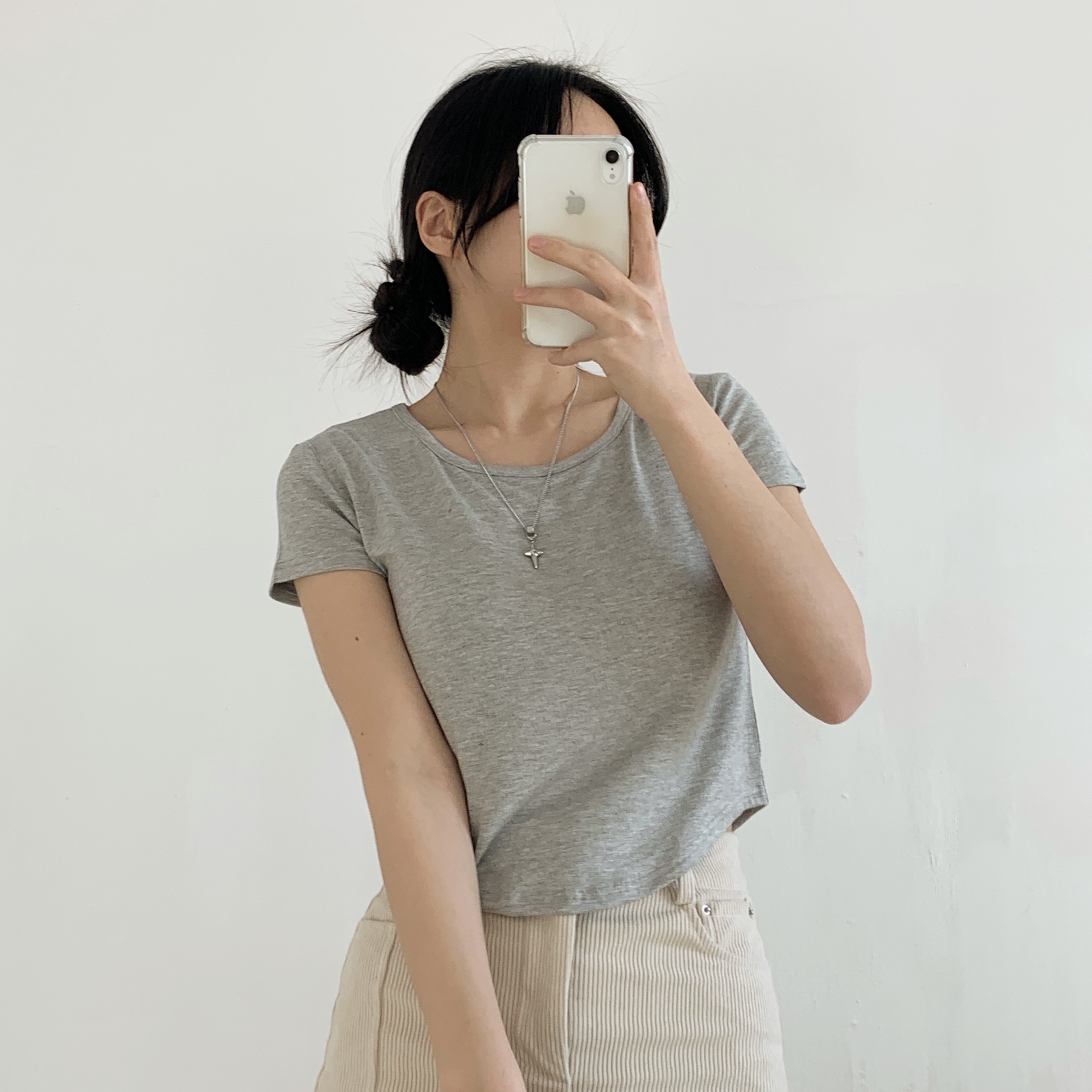 ラウンドへムクロップド半袖Tシャツ | 詳細画像12