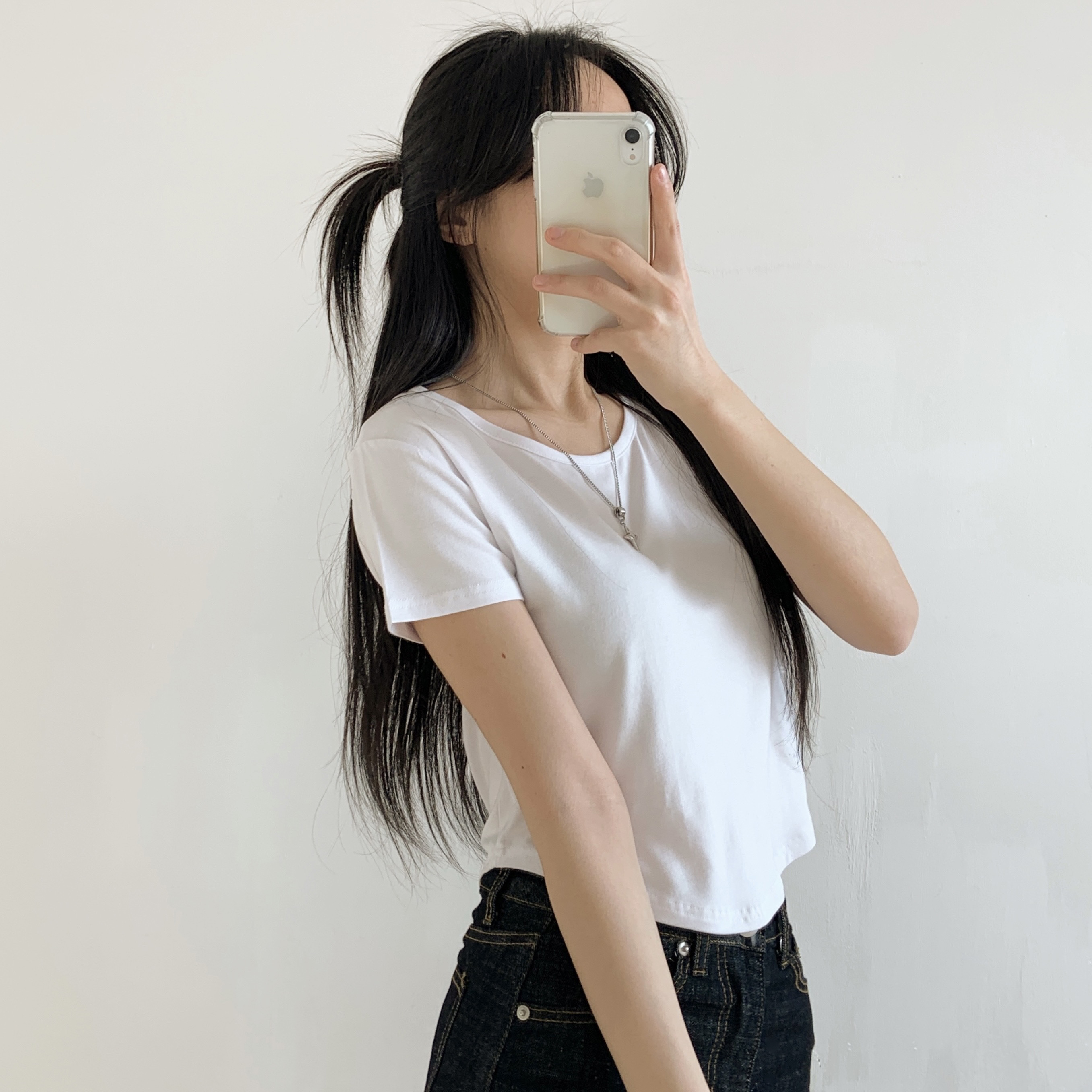 ラウンドへムクロップド半袖Tシャツ | 詳細画像8