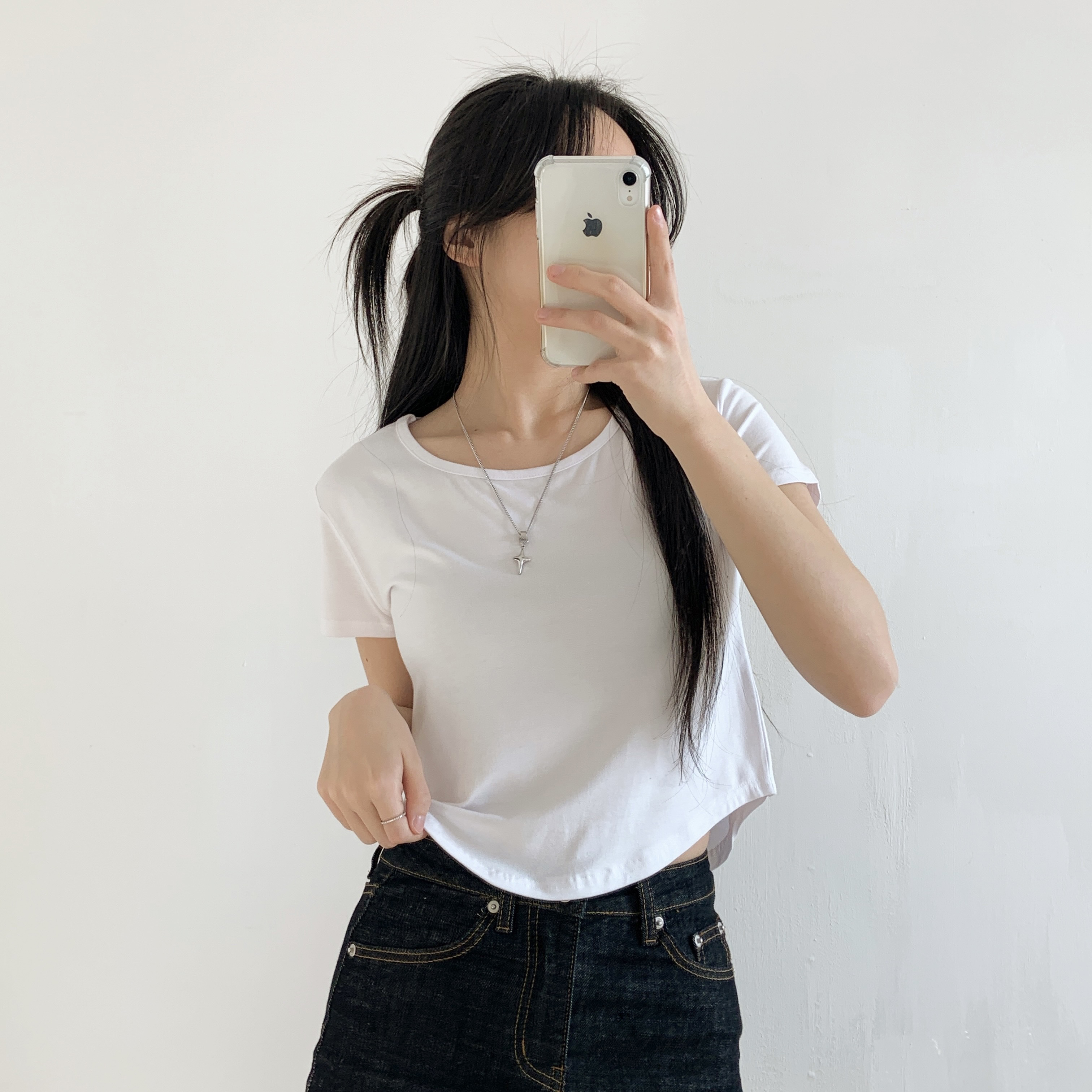ラウンドへムクロップド半袖Tシャツ | 詳細画像2