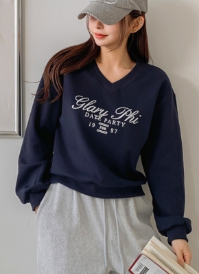 ☆SATUR☆韓国☆ニット☆大人気☆Round Neck Mohair Logo Knit