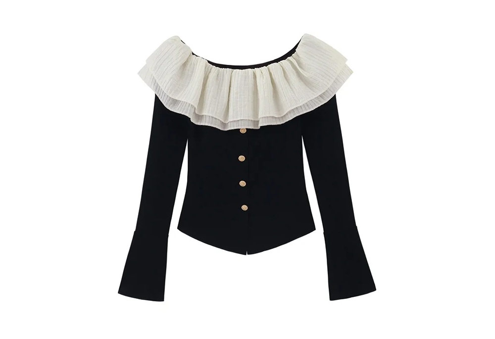 ゴールドボタンフリルオフショルTシャツ | 詳細画像16