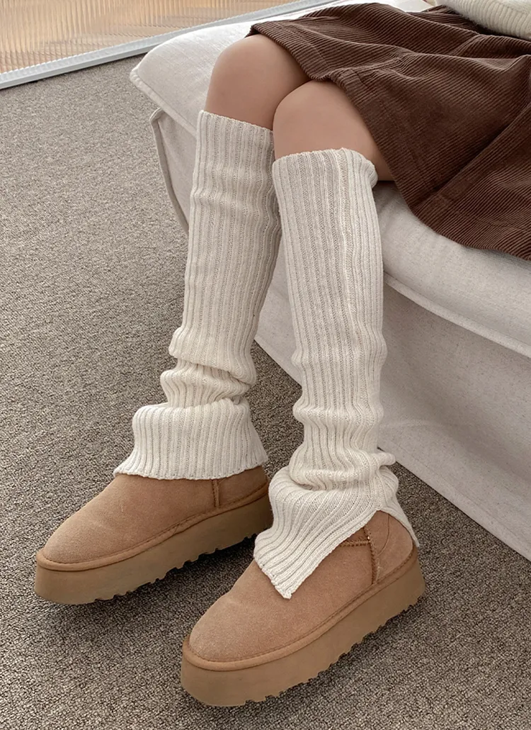 リブニットスリットロングレッグウォーマー | cream creme | 詳細画像1