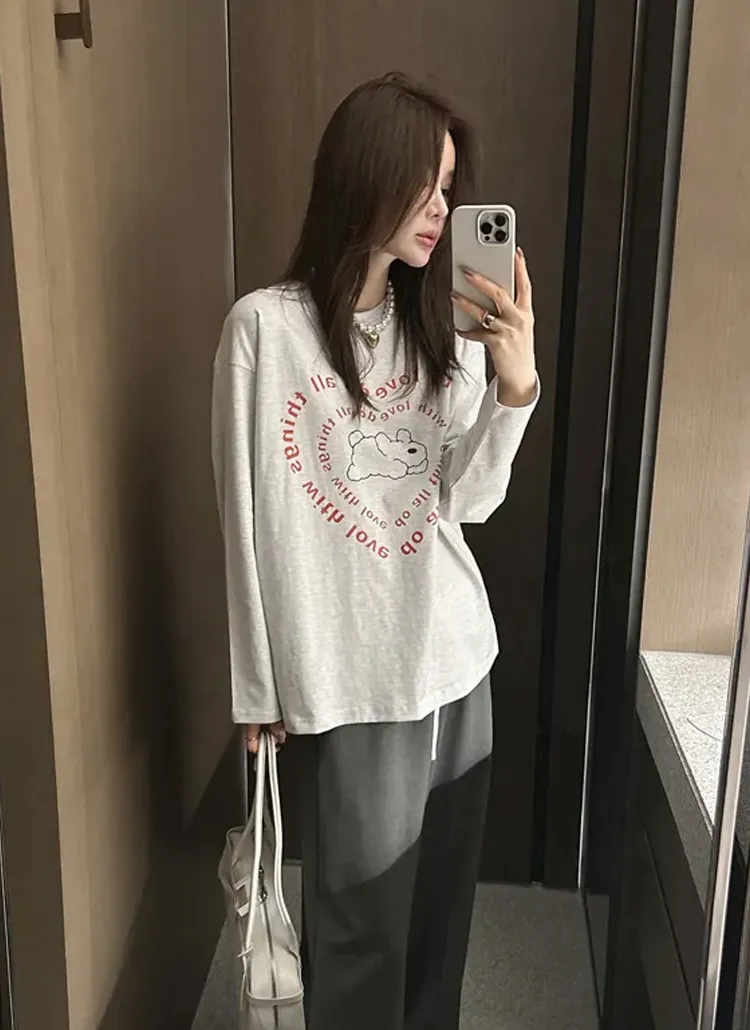 ビションハートレタリング長袖Tシャツ | partysu | 詳細画像1