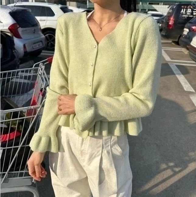 パール調ボタンフリルヘムカーディガン | 詳細画像6