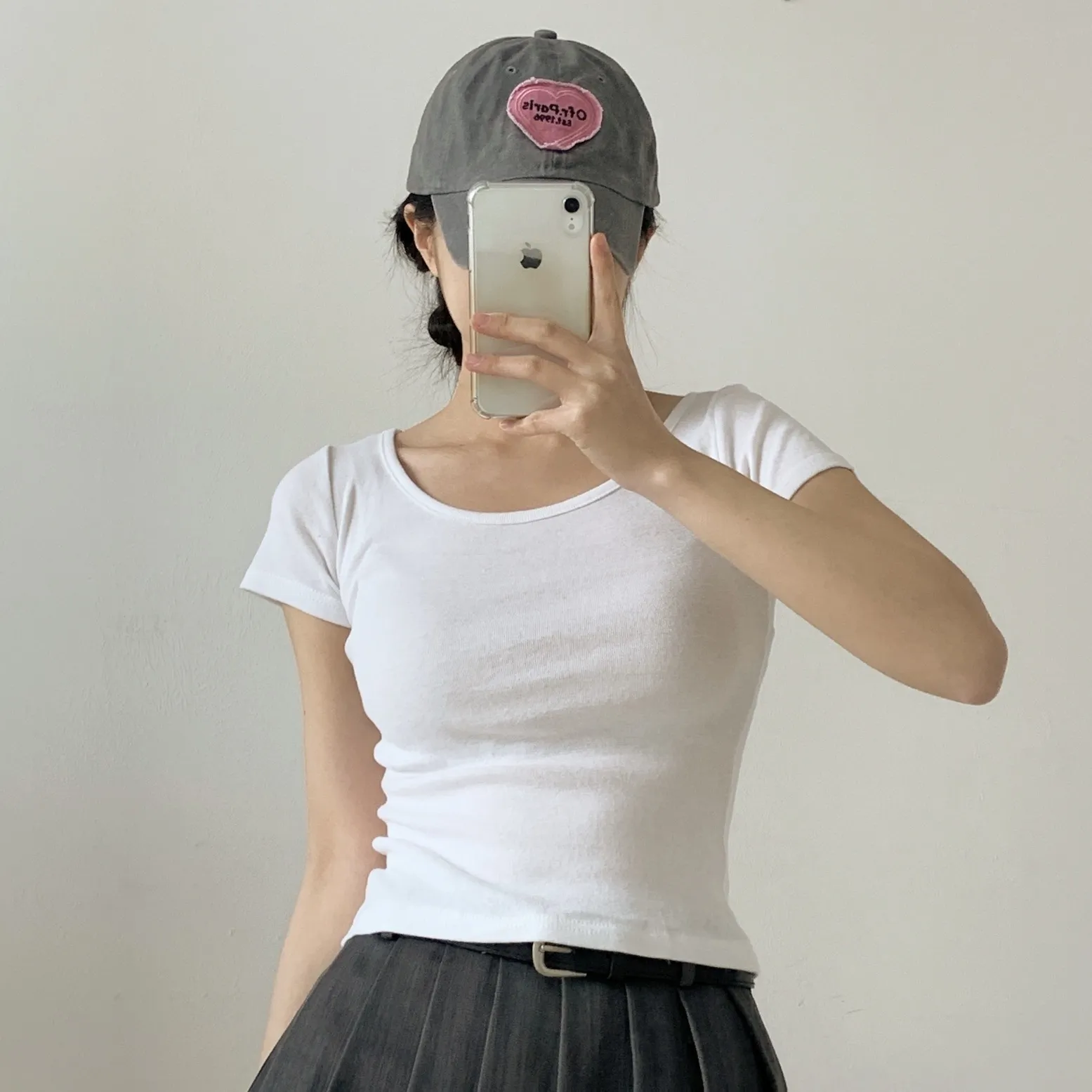 ワイドラウンドネックリブスリム半袖Tシャツ | 詳細画像1