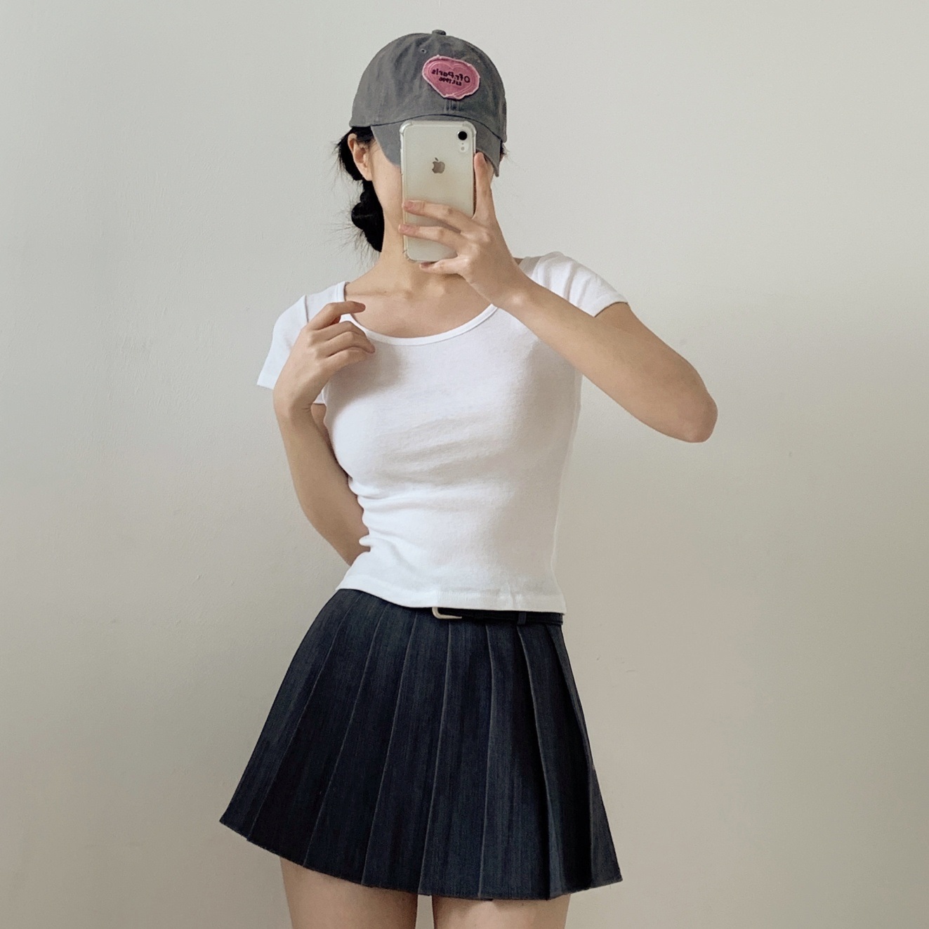 ワイドラウンドネックリブスリム半袖Tシャツ | 詳細画像12