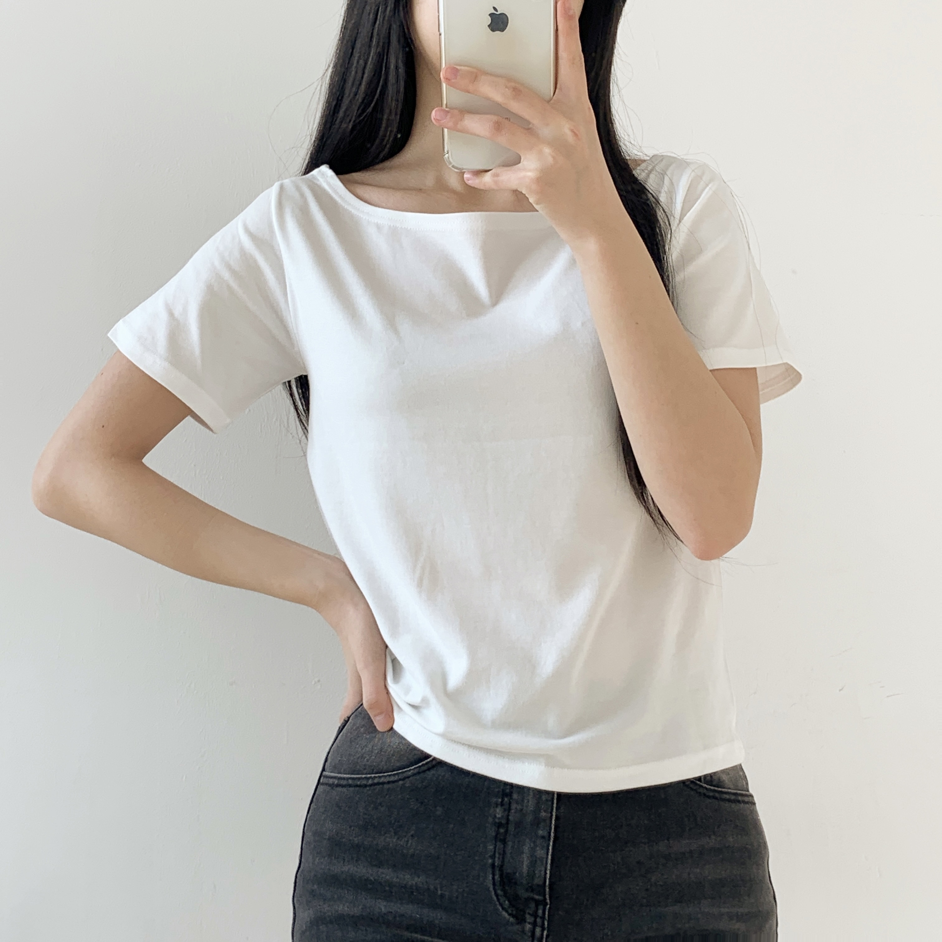 モダール混ボートネック半袖Tシャツ | 詳細画像7