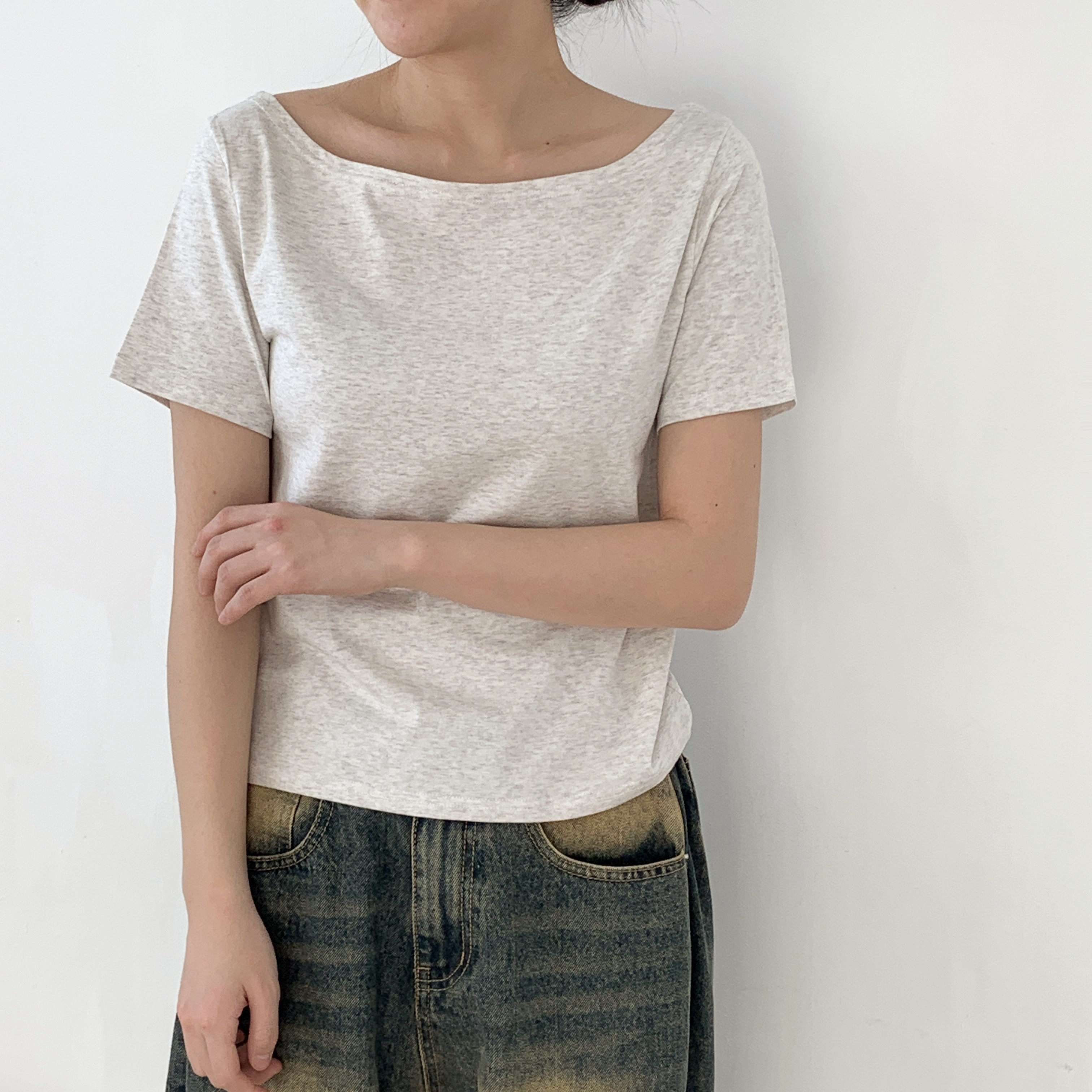 モダール混ボートネック半袖Tシャツ | 詳細画像16