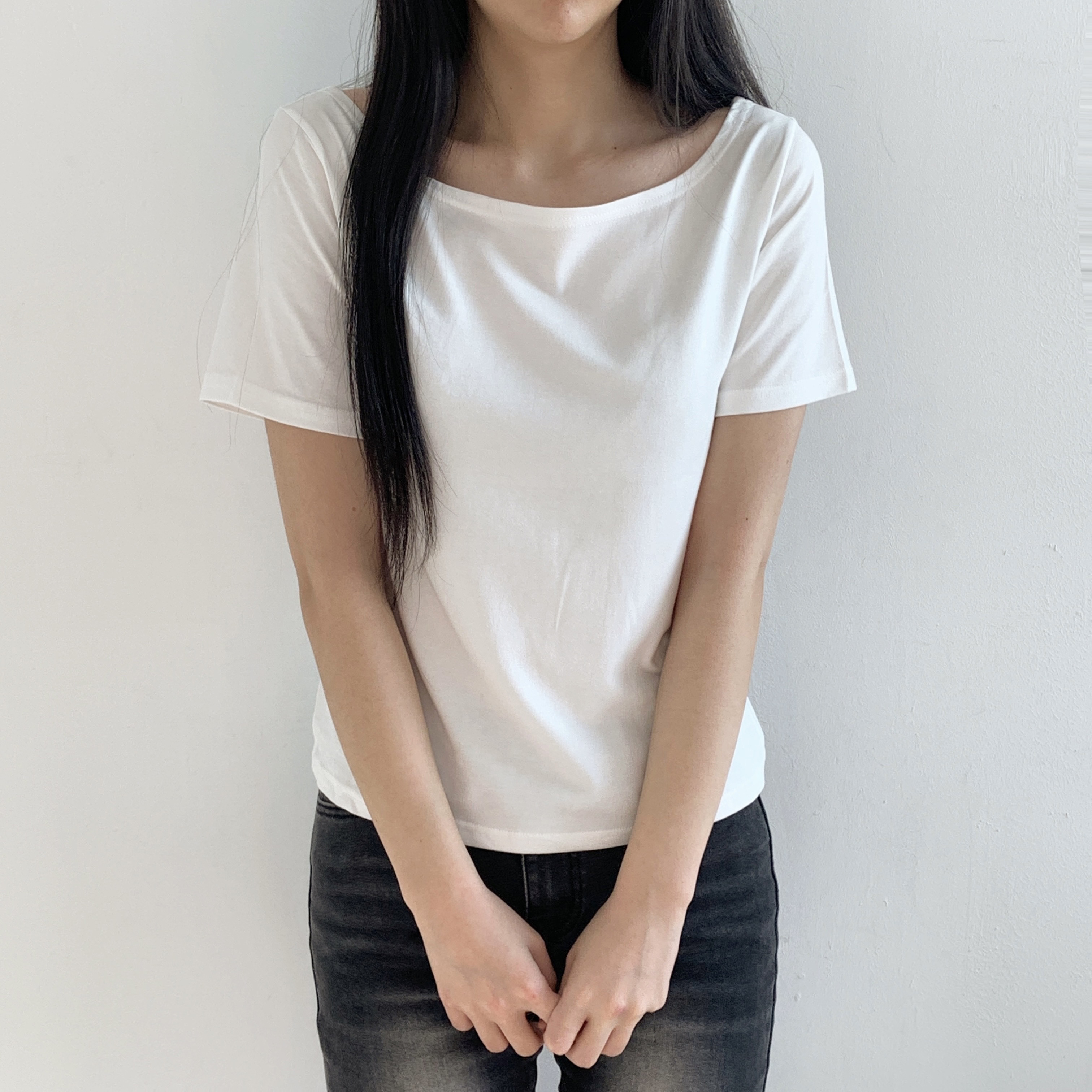 モダール混ボートネック半袖Tシャツ | 詳細画像5