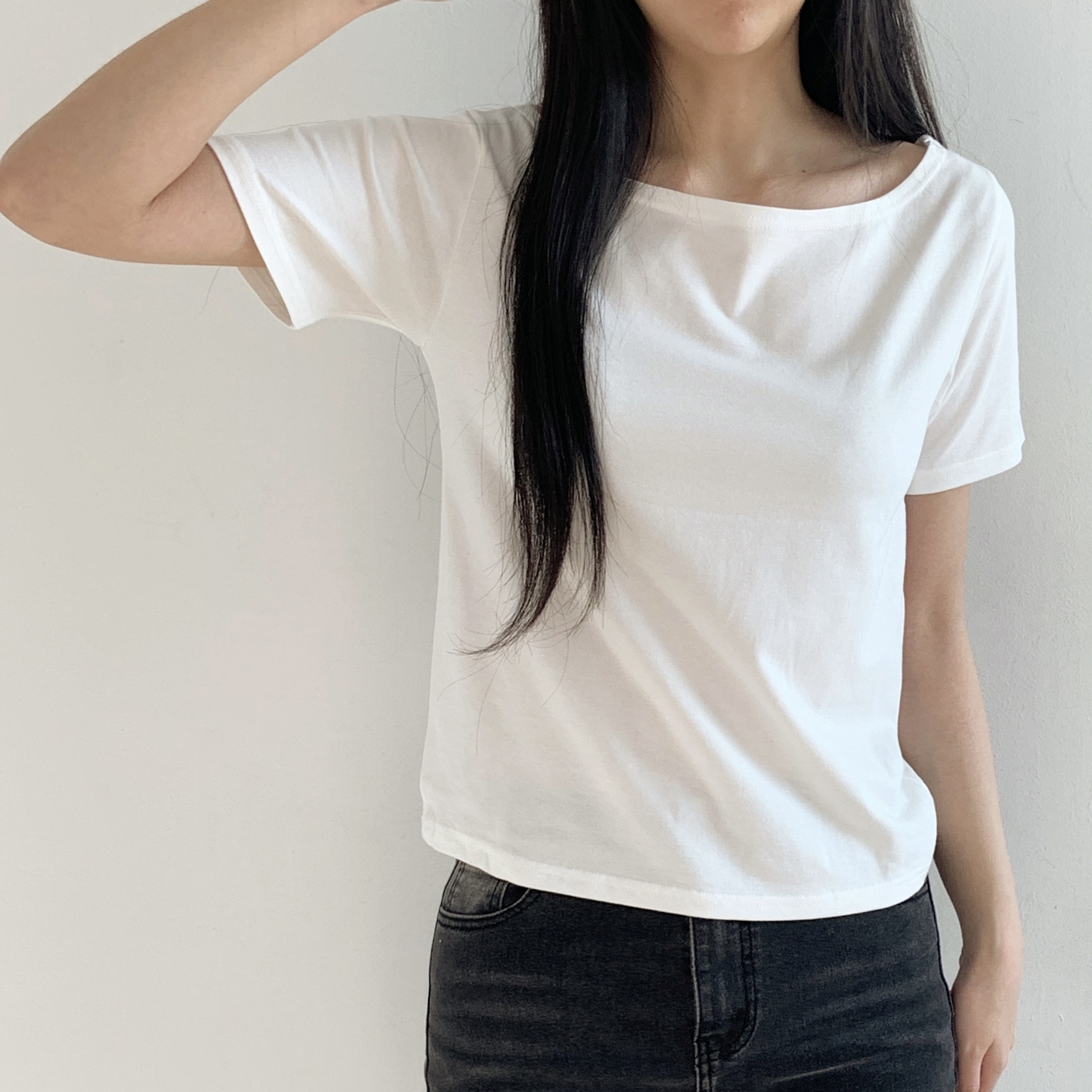 モダール混ボートネック半袖Tシャツ | 詳細画像8