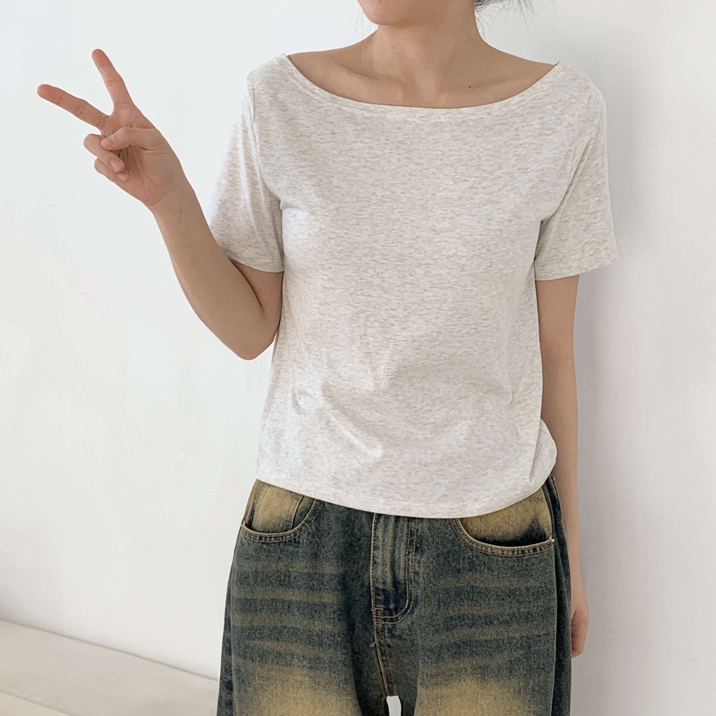 モダール混ボートネック半袖Tシャツ | 詳細画像19