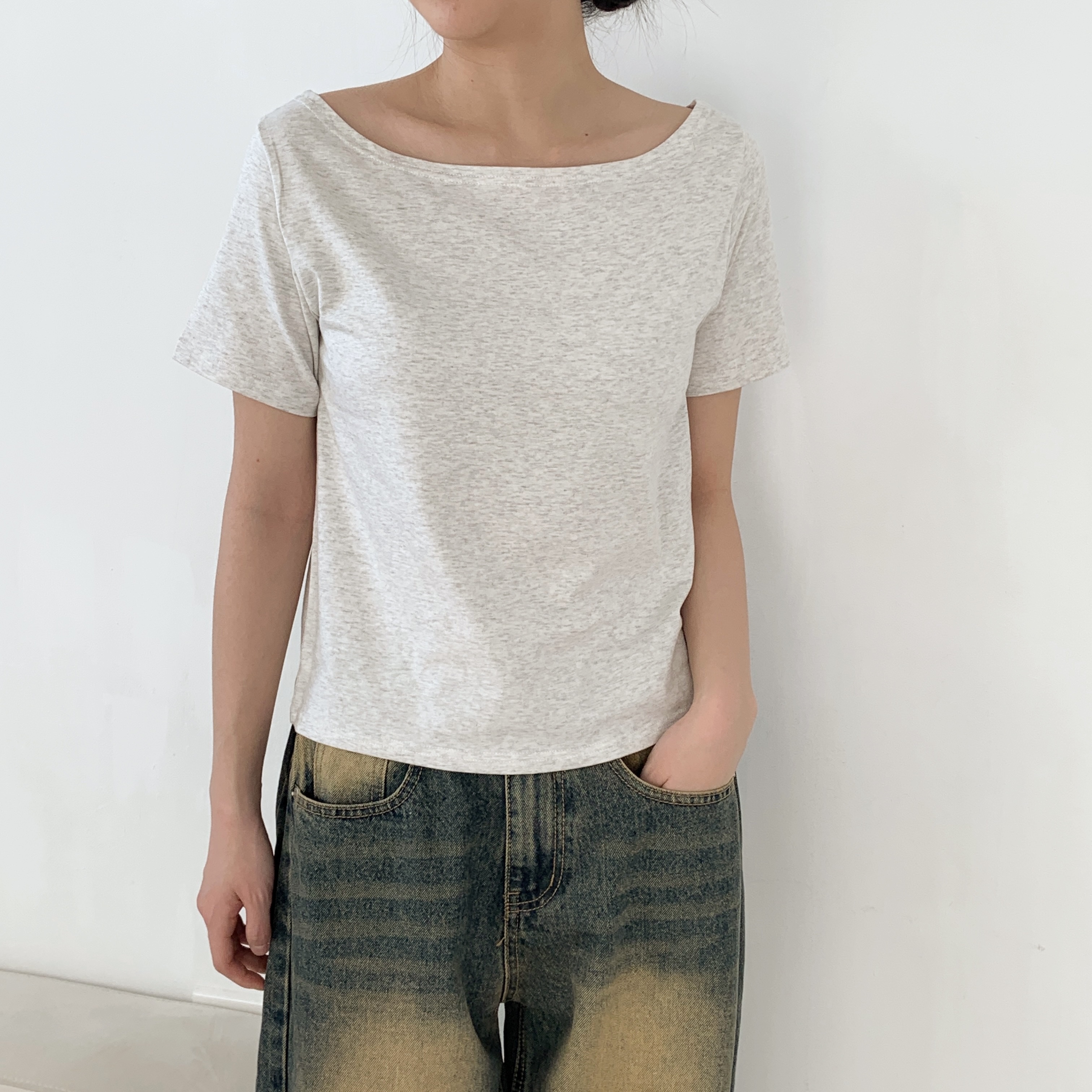 モダール混ボートネック半袖Tシャツ | 詳細画像21