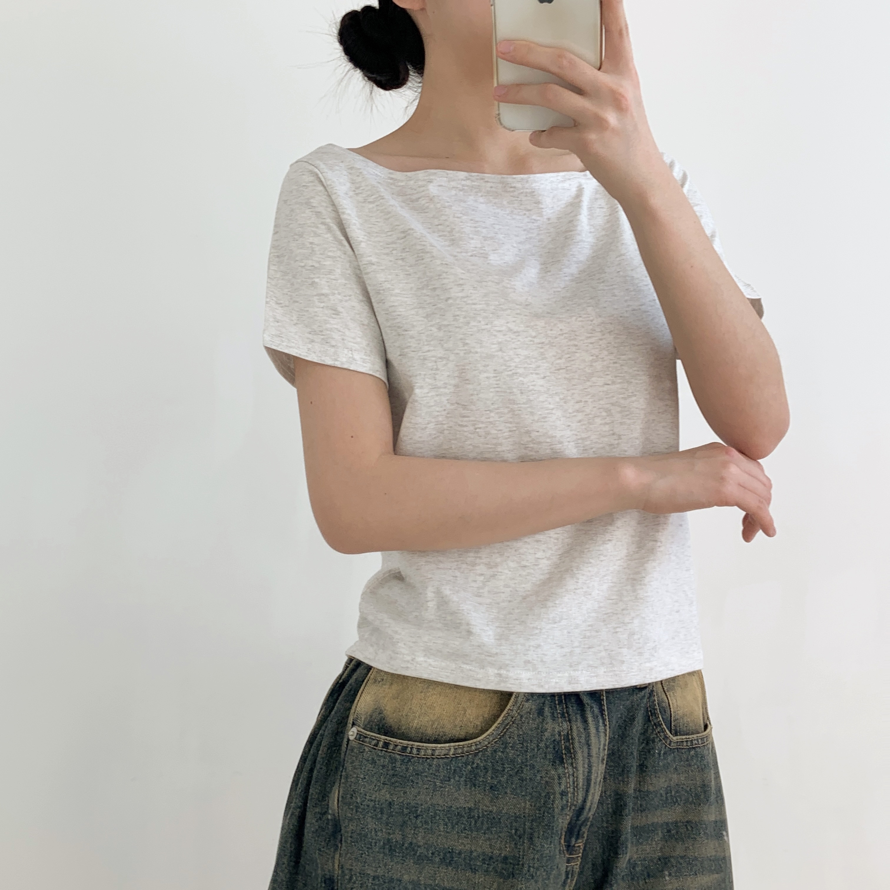 モダール混ボートネック半袖Tシャツ | 詳細画像17