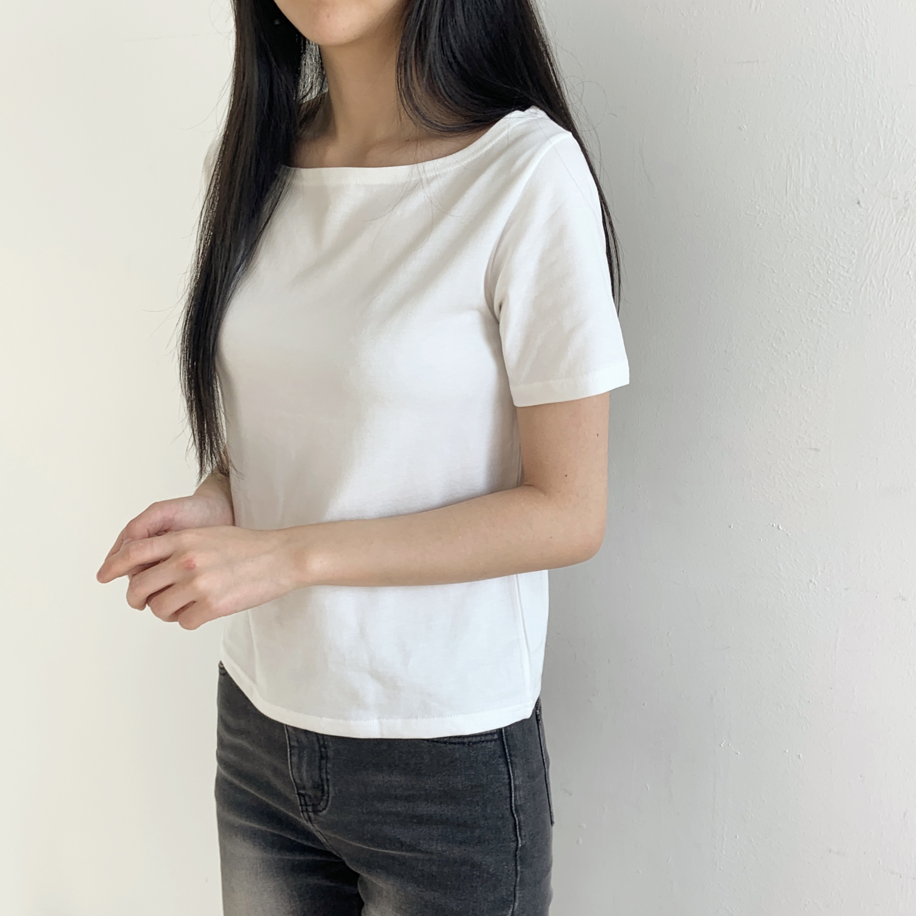 モダール混ボートネック半袖Tシャツ | 詳細画像11