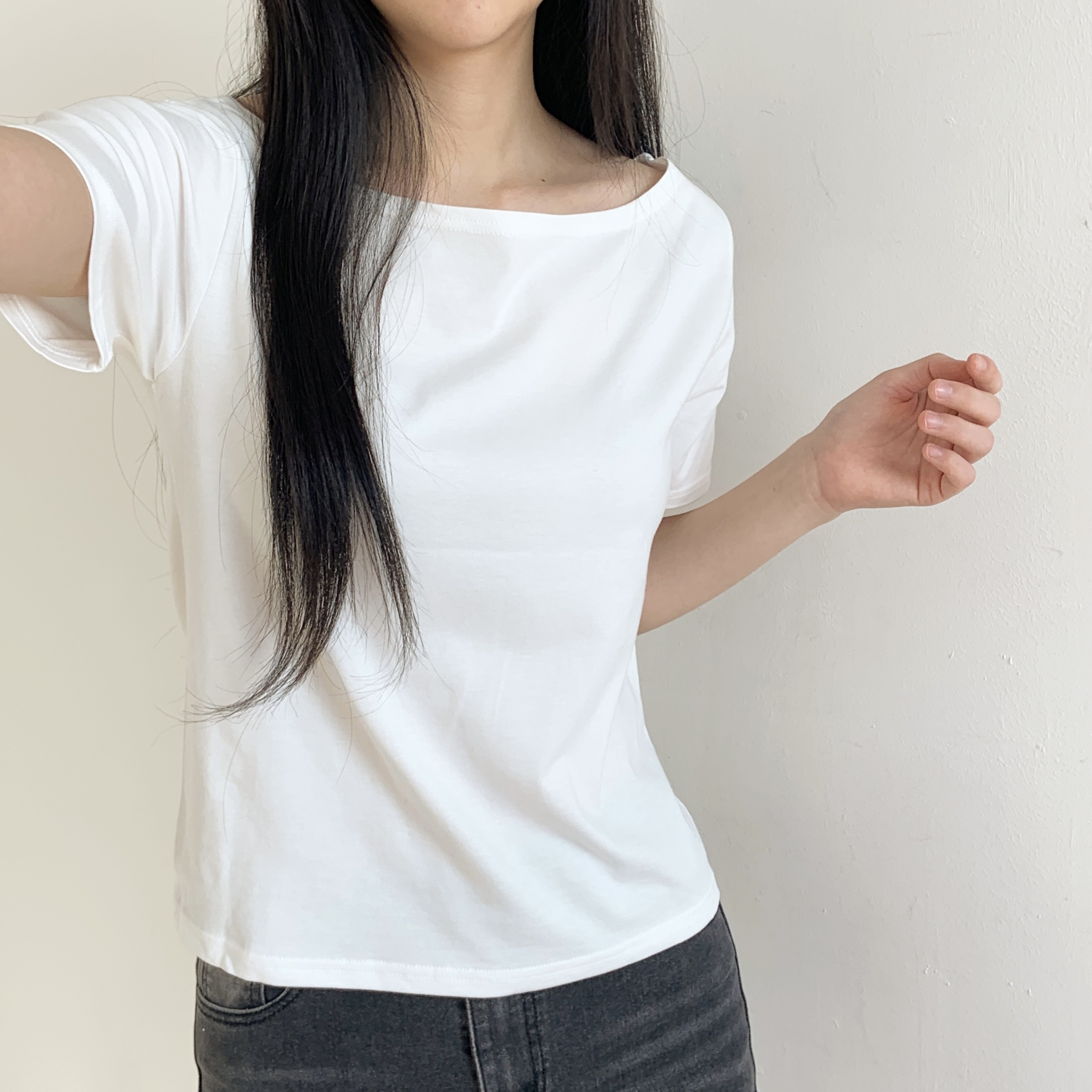 モダール混ボートネック半袖Tシャツ | 詳細画像12