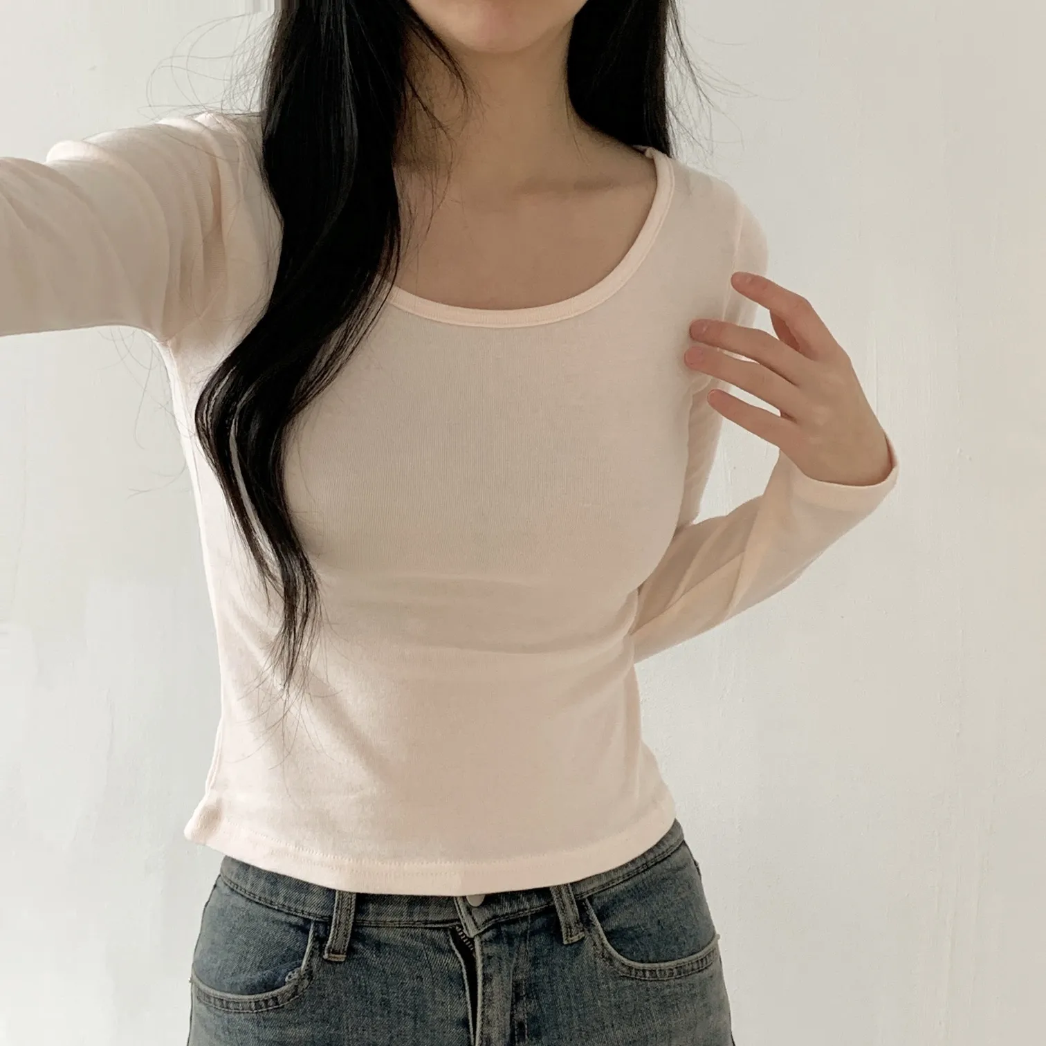 ワイドネックスリム長袖Tシャツ | 詳細画像1