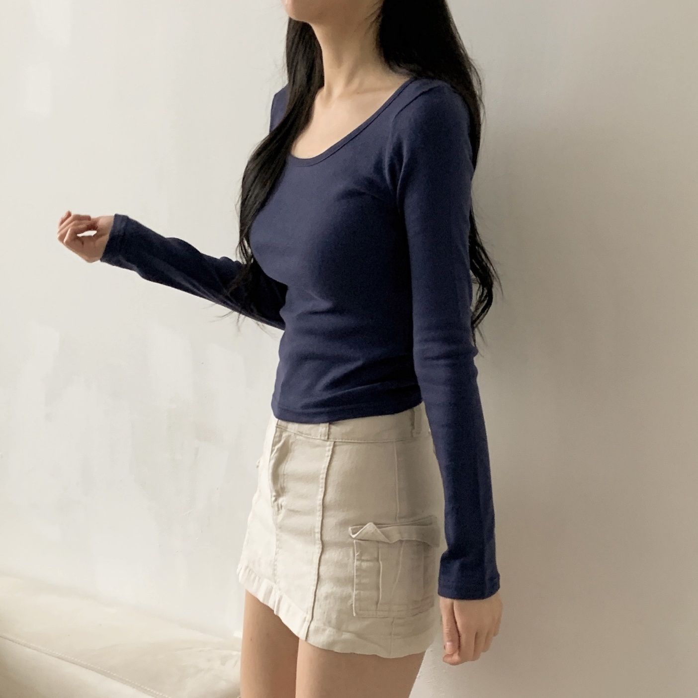 ワイドネックスリム長袖Tシャツ | 詳細画像9