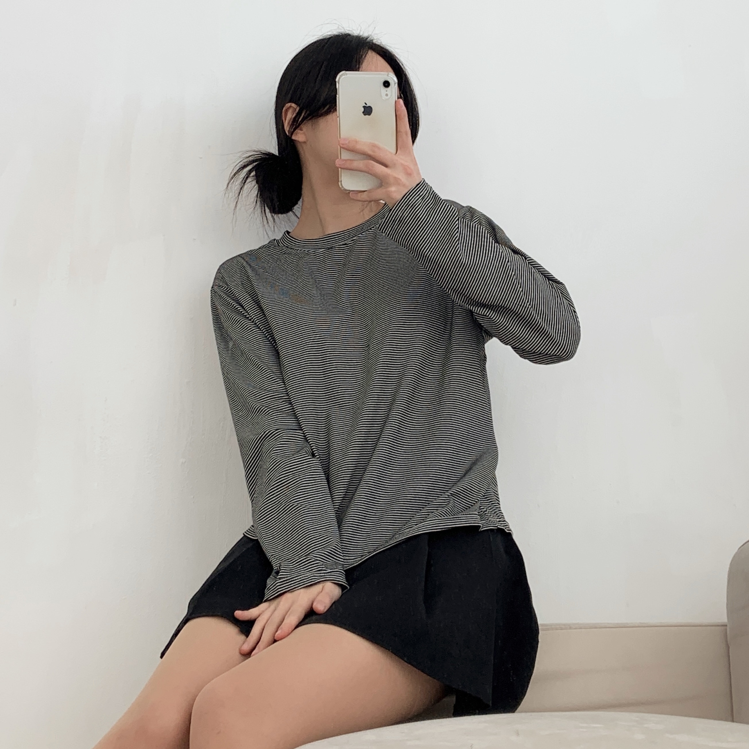 ラウンドネックボーダールーズ長袖Tシャツ | 詳細画像5