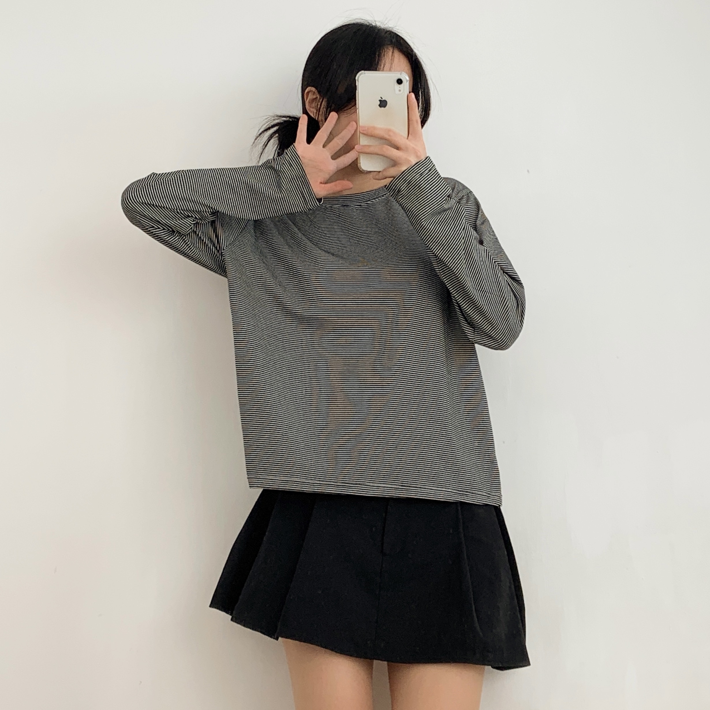 ラウンドネックボーダールーズ長袖Tシャツ | 詳細画像7