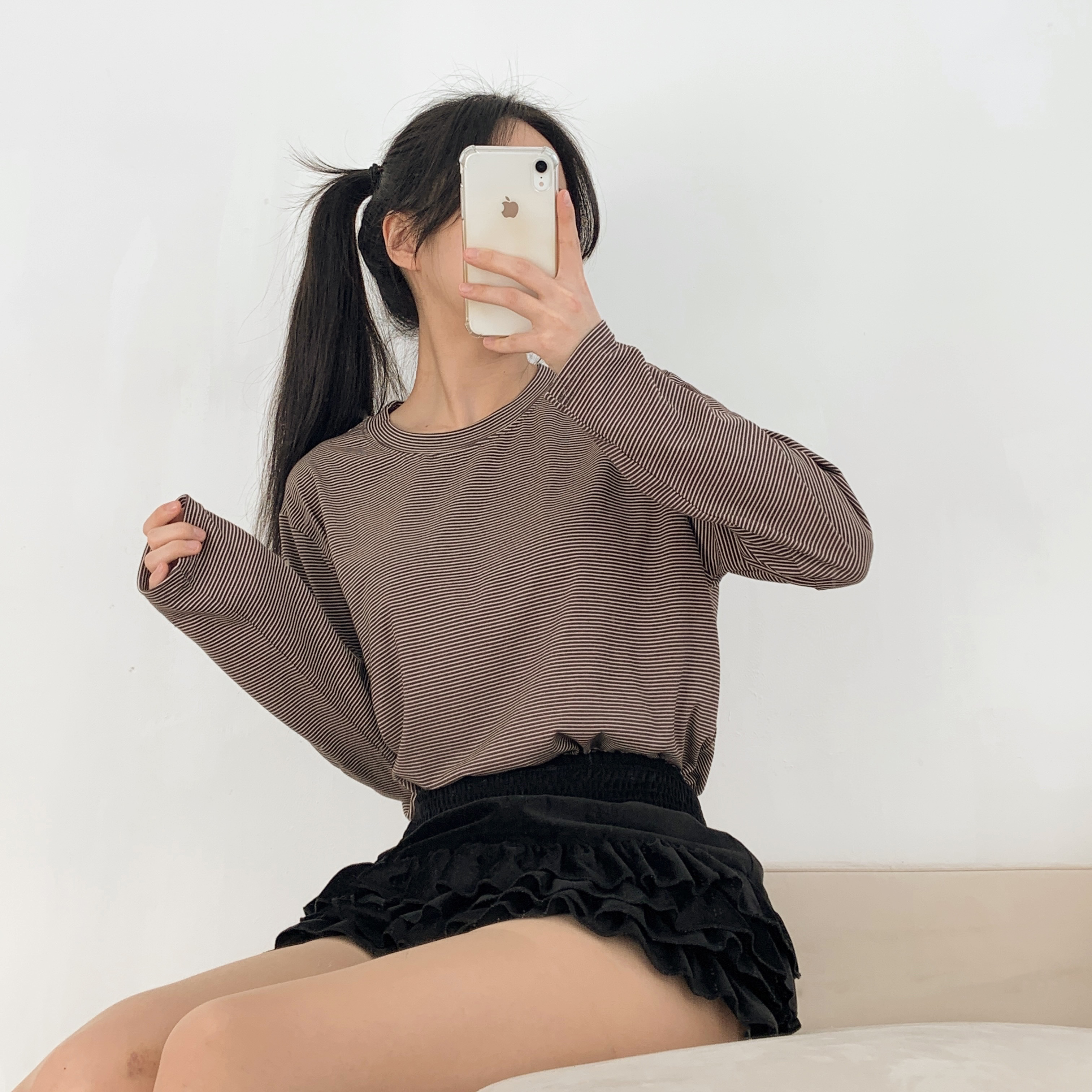 ラウンドネックボーダールーズ長袖Tシャツ | 詳細画像14