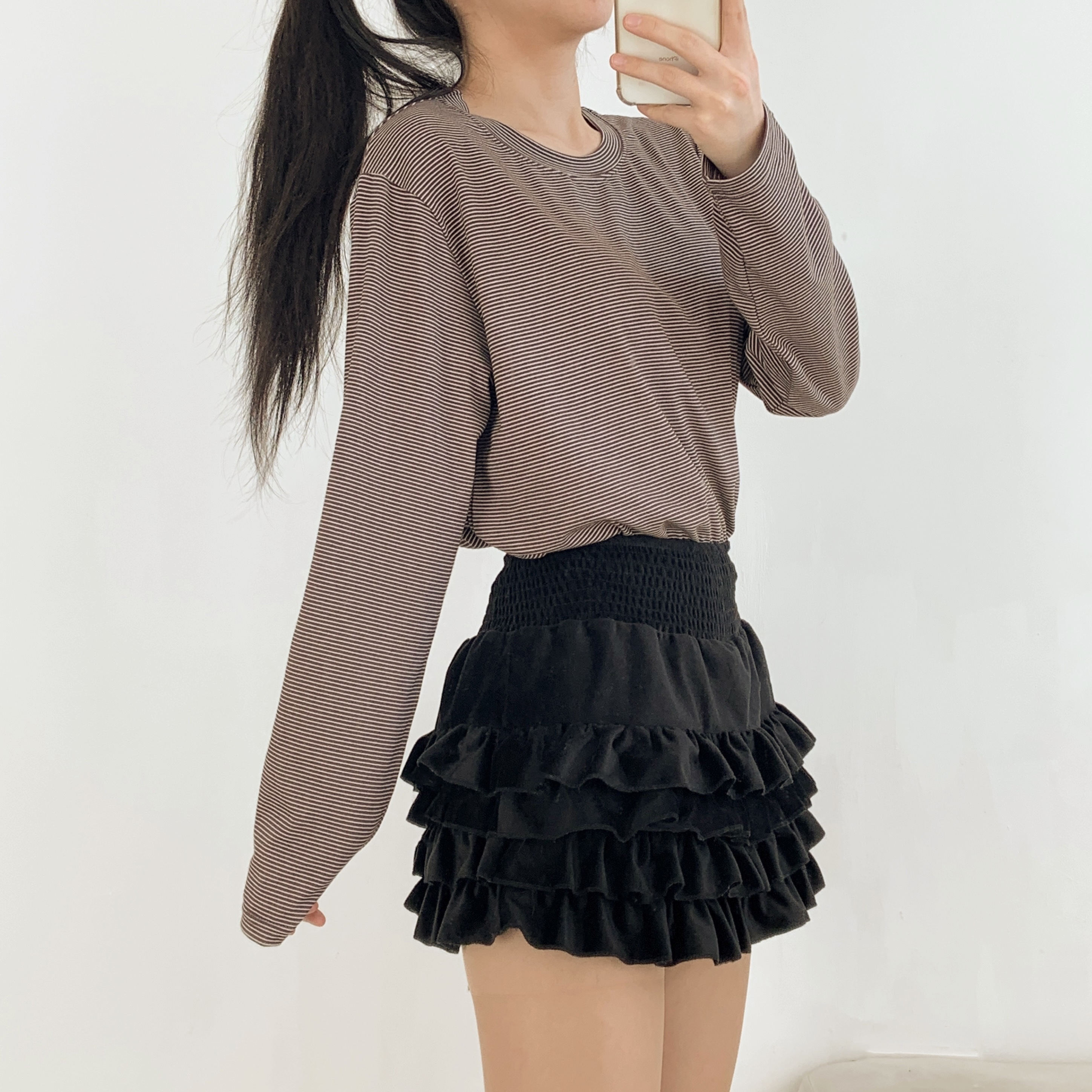 ラウンドネックボーダールーズ長袖Tシャツ | 詳細画像16