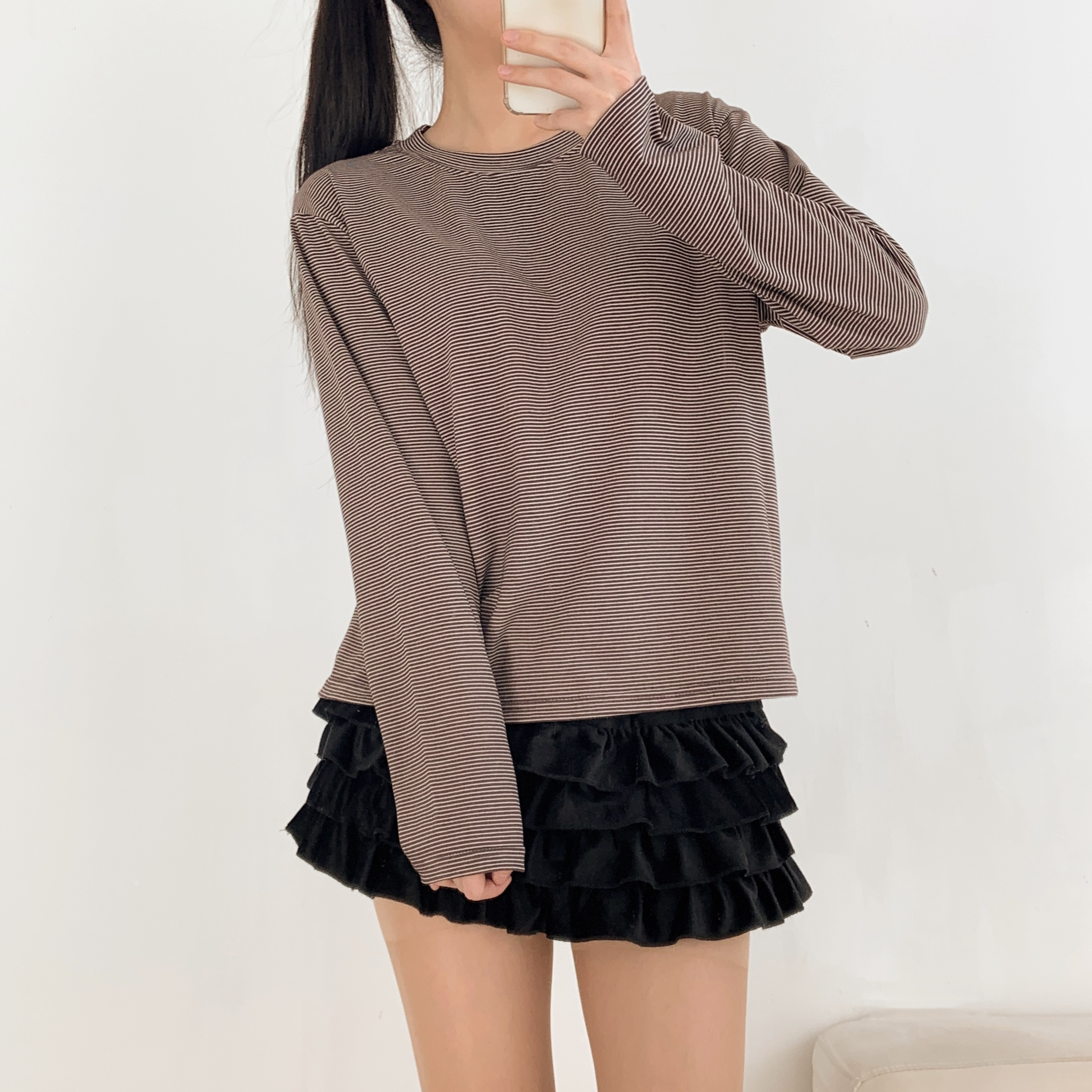 ラウンドネックボーダールーズ長袖Tシャツ | 詳細画像17