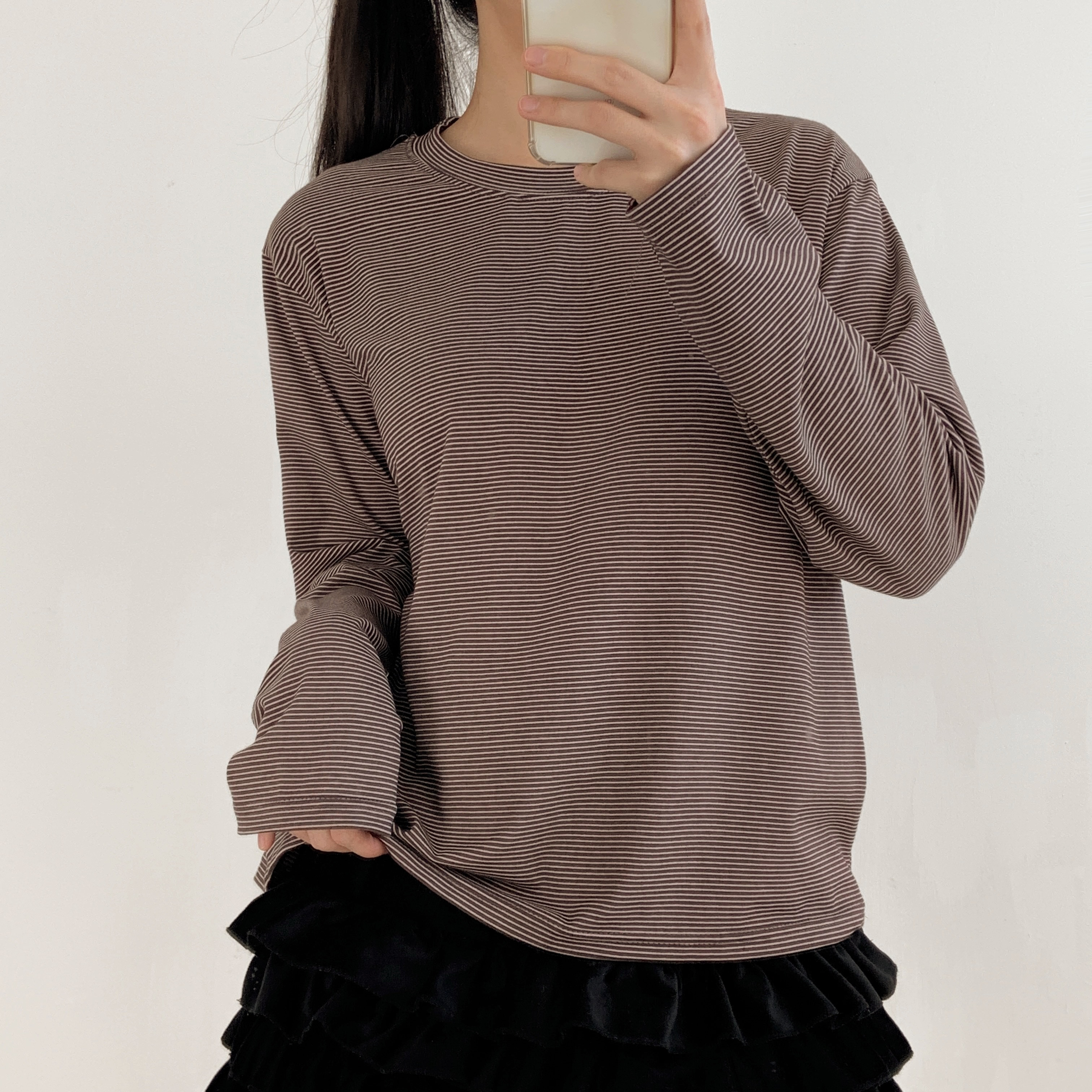 ラウンドネックボーダールーズ長袖Tシャツ | 詳細画像18