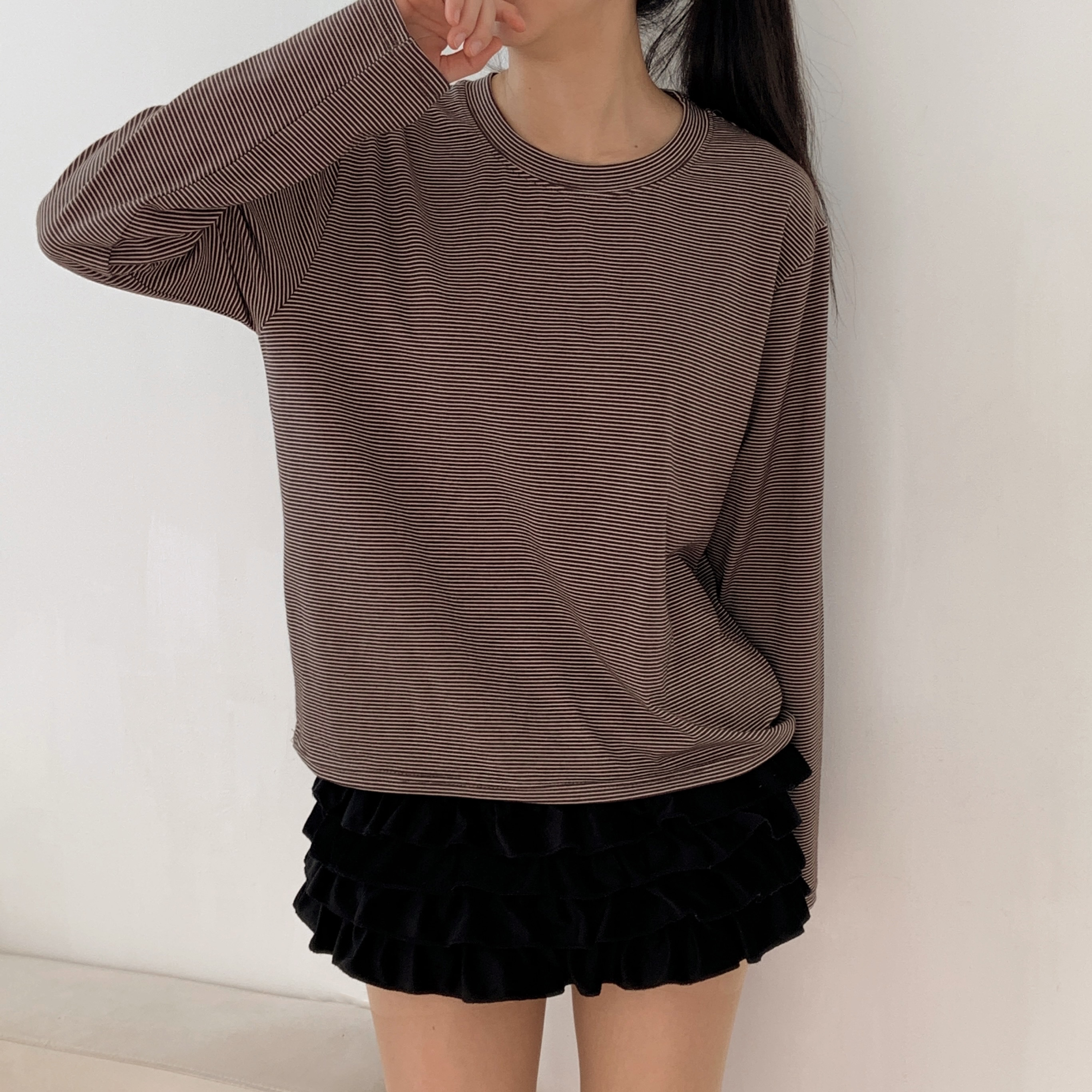 ラウンドネックボーダールーズ長袖Tシャツ | 詳細画像19