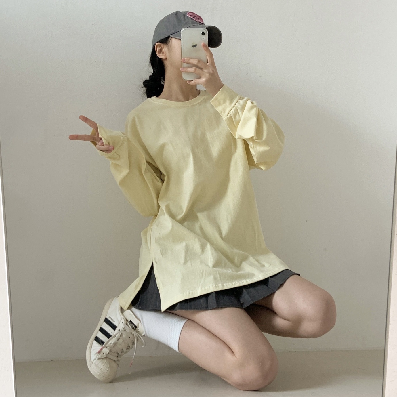 ギャザー長袖スリットボクシーTシャツ | 詳細画像2