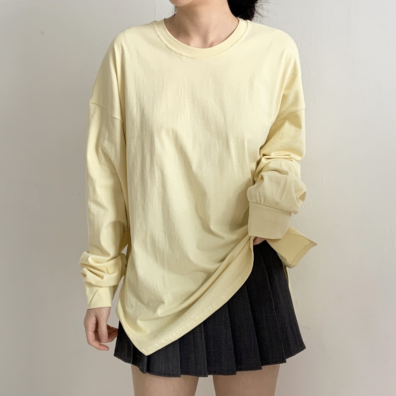 ギャザー長袖スリットボクシーTシャツ | 詳細画像4