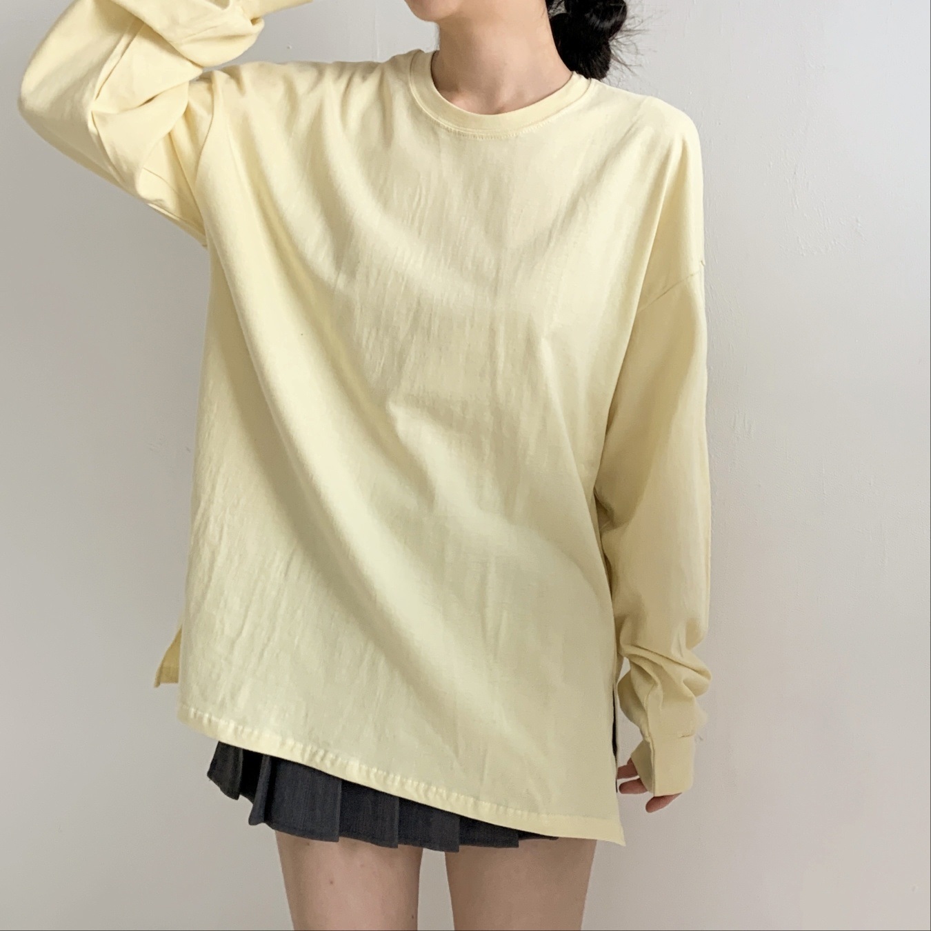 ギャザー長袖スリットボクシーTシャツ | 詳細画像7