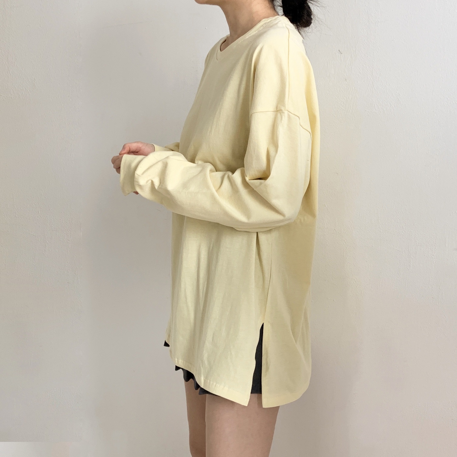 ギャザー長袖スリットボクシーTシャツ | 詳細画像12