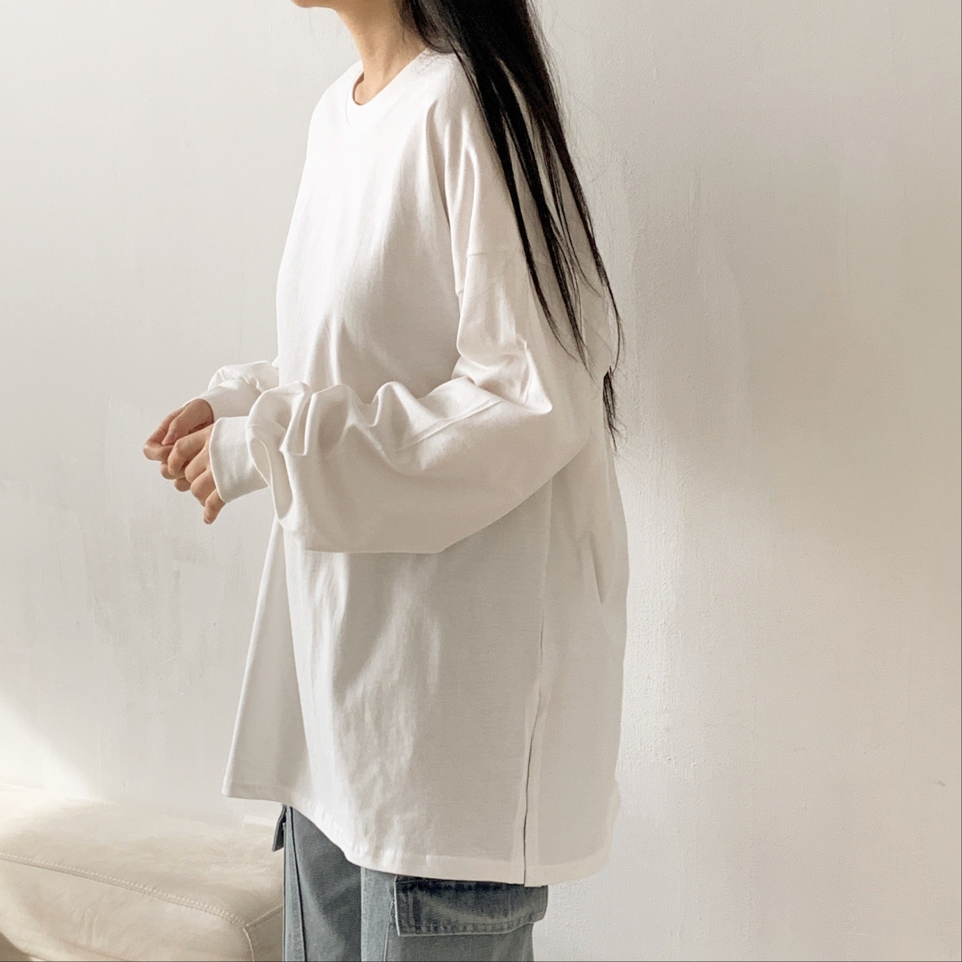 ギャザー長袖スリットボクシーTシャツ | 詳細画像16