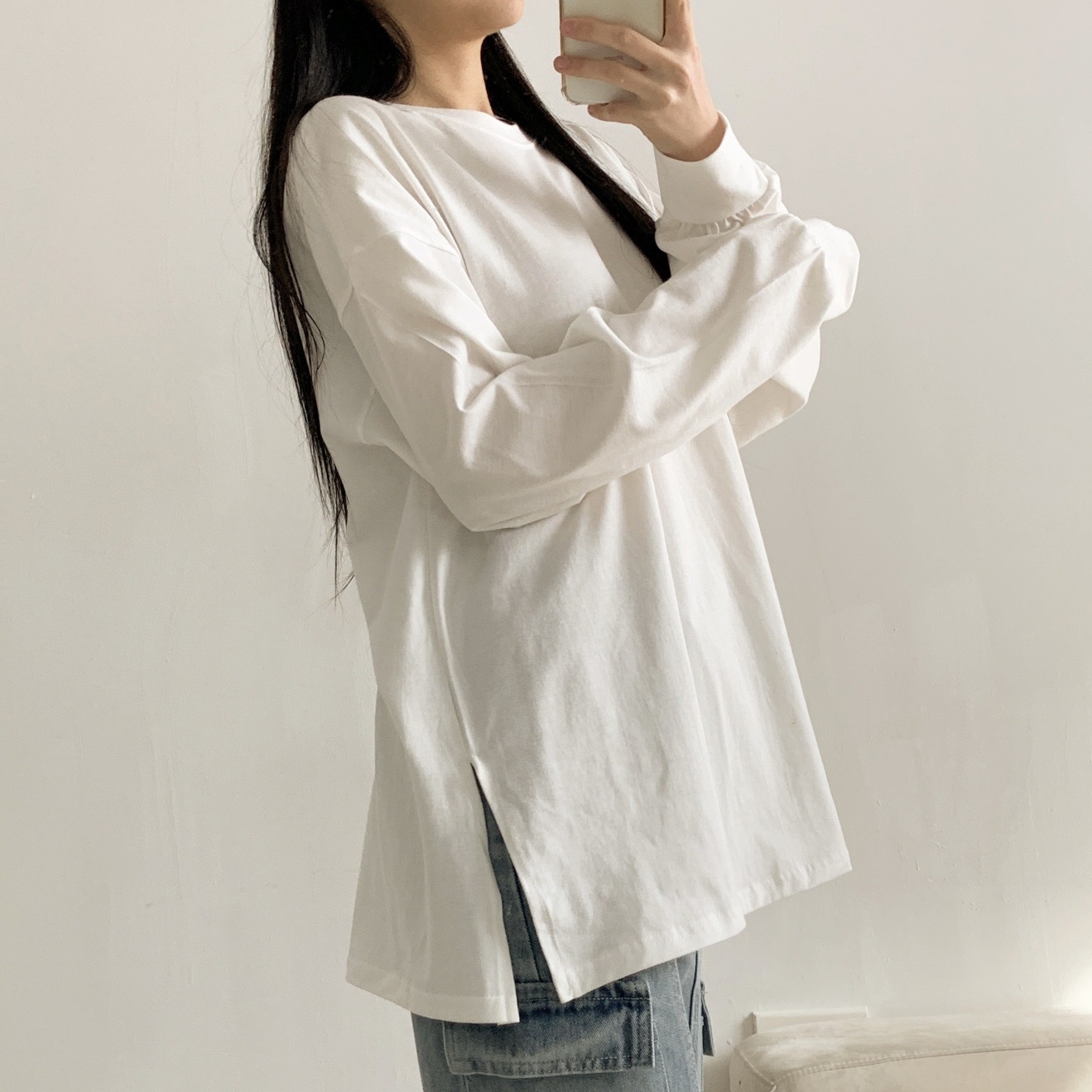 ギャザー長袖スリットボクシーTシャツ | 詳細画像18