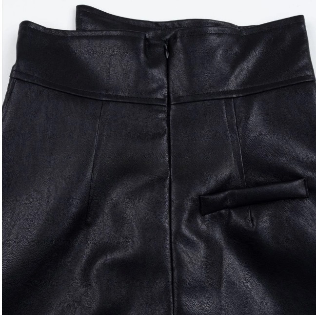 レザー調ハイウエストボタンキュロットショートパンツ | 詳細画像20