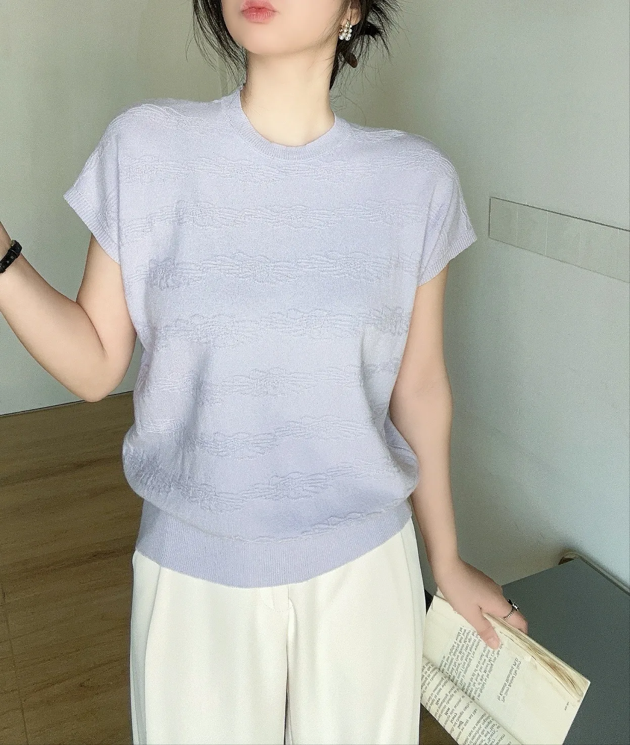 パンチングフレンチスリーブニット | 詳細画像1