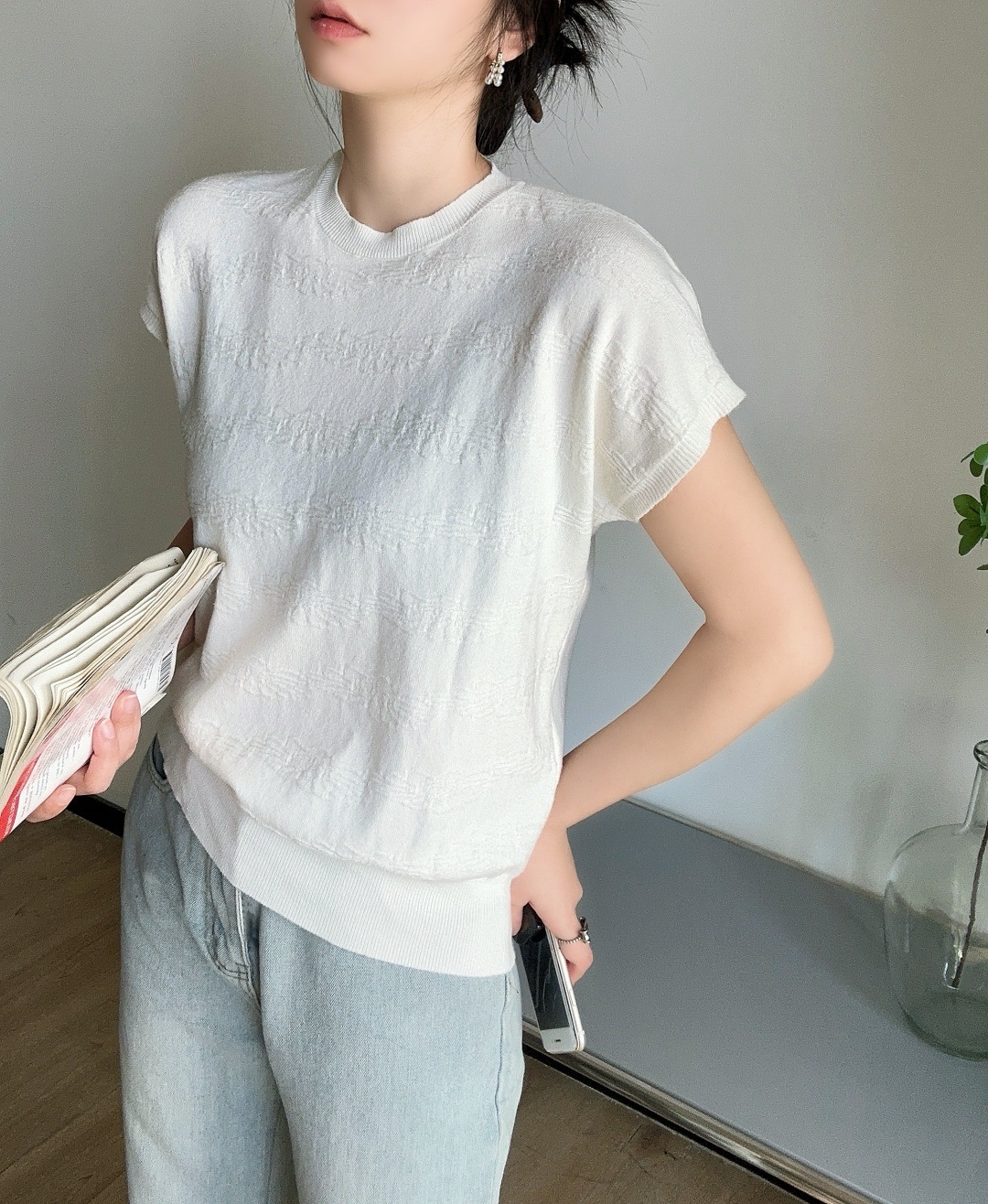 パンチングフレンチスリーブニット | 詳細画像2