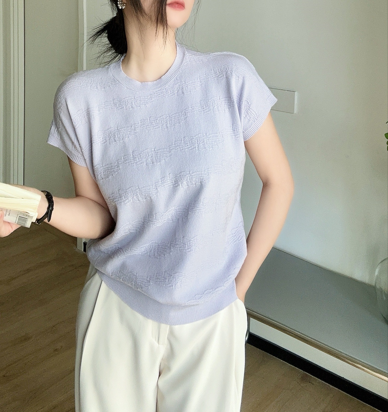 パンチングフレンチスリーブニット | 詳細画像7