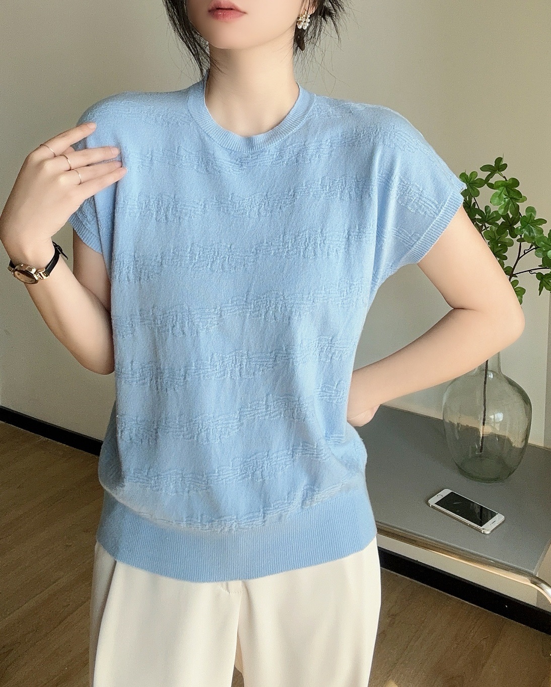 パンチングフレンチスリーブニット | 詳細画像8