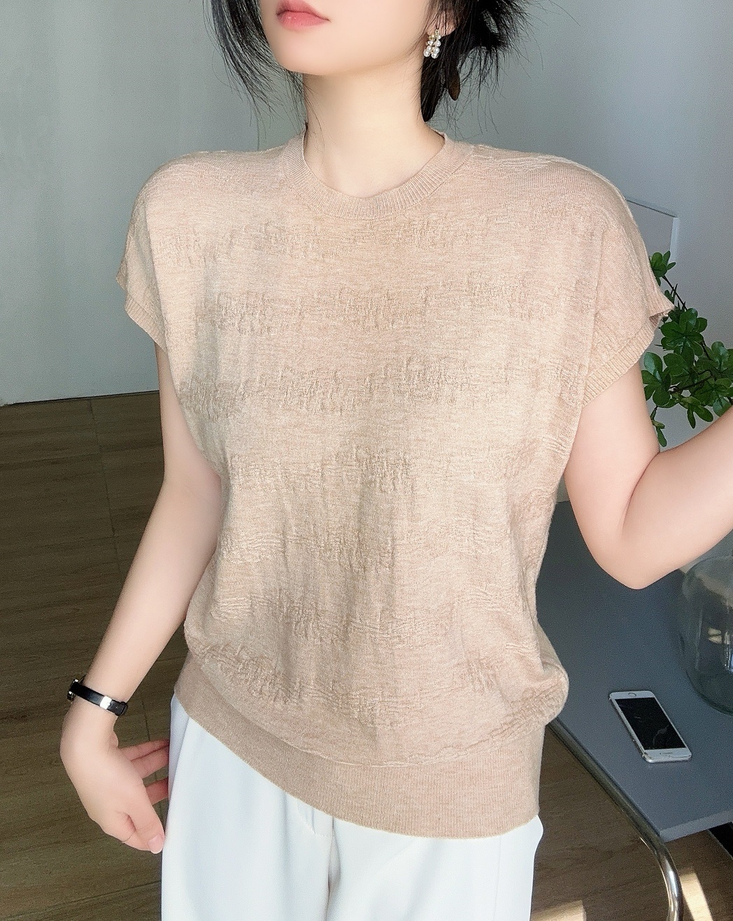 パンチングフレンチスリーブニット | 詳細画像11