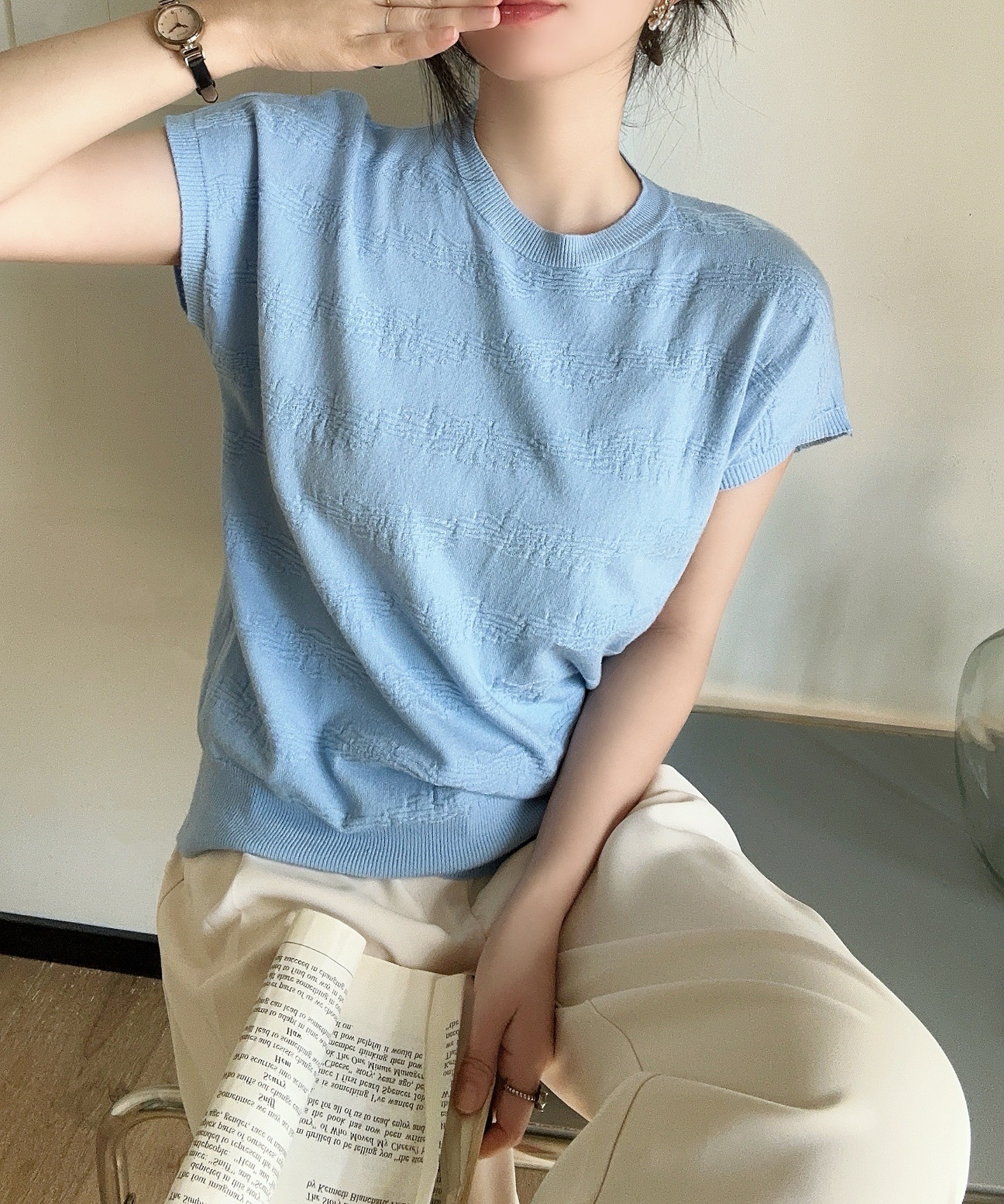 パンチングフレンチスリーブニット | 詳細画像9