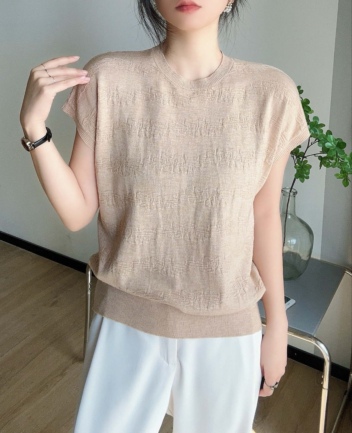 パンチングフレンチスリーブニット | 詳細画像10