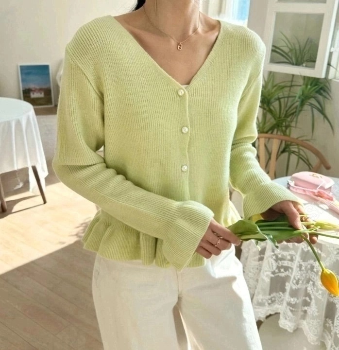 パール調ボタンフリルヘムカーディガン | 詳細画像5