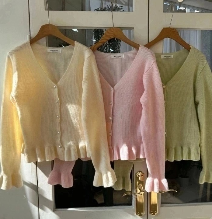 パール調ボタンフリルヘムカーディガン | 詳細画像11