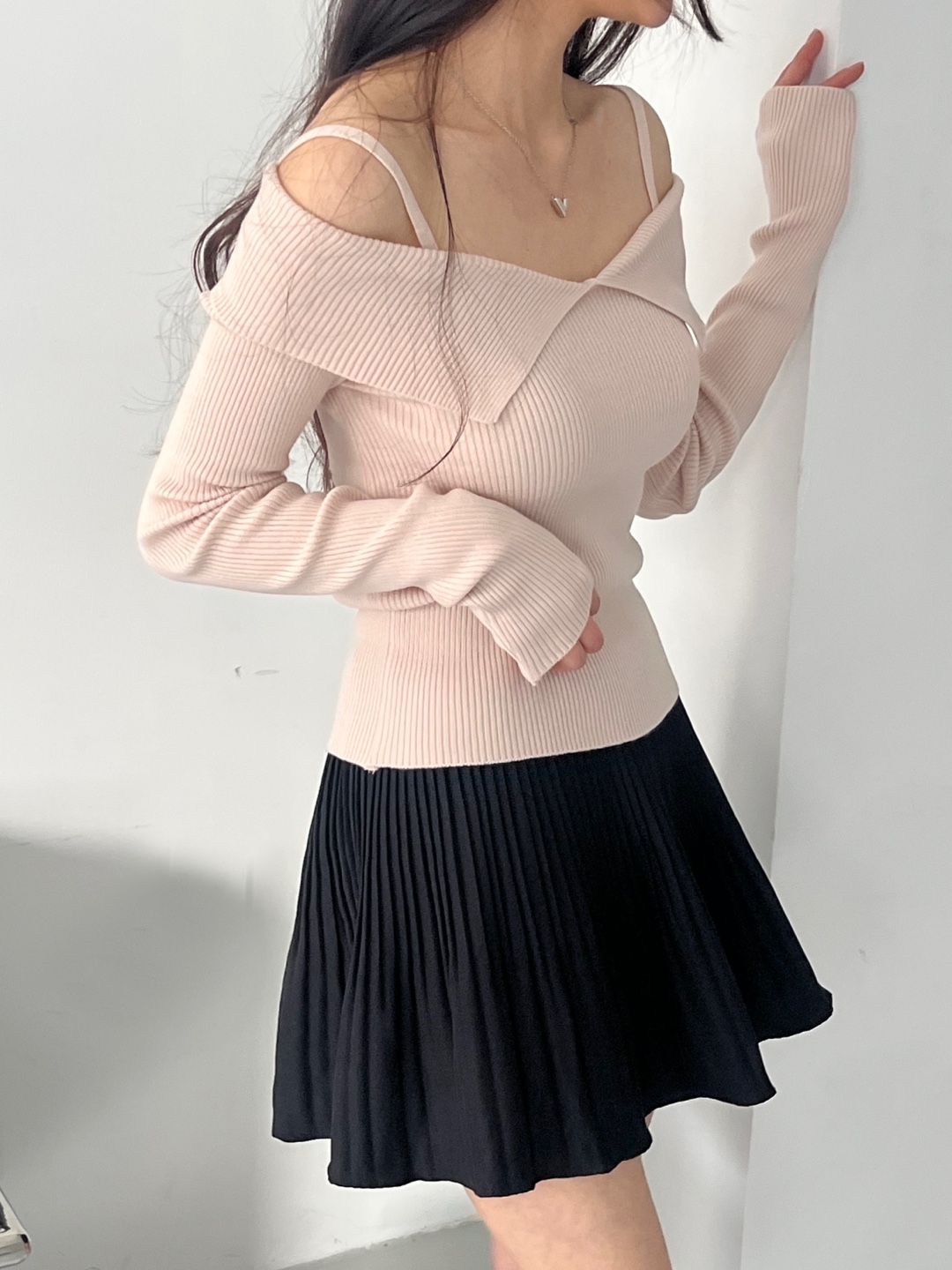 ストラップカラーオフショルリブニット | 詳細画像8