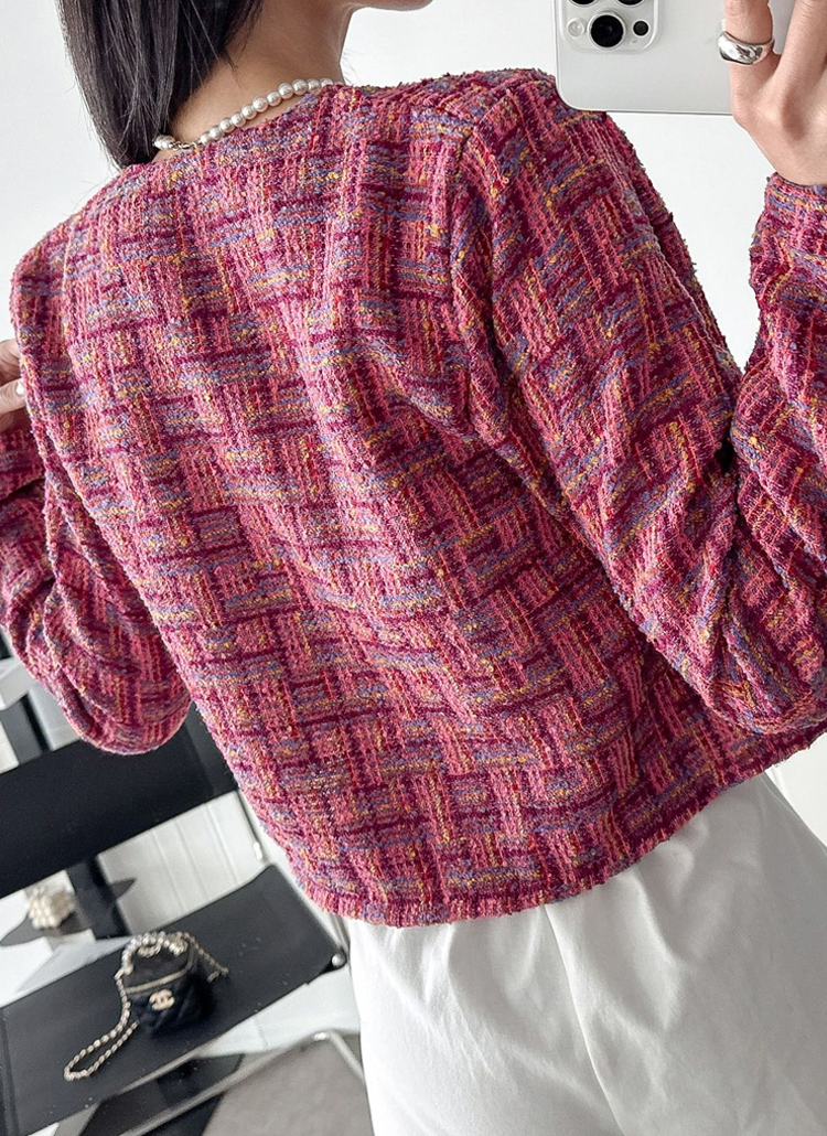 ミックスカラーチェックツイードジャケット | レディースファッション