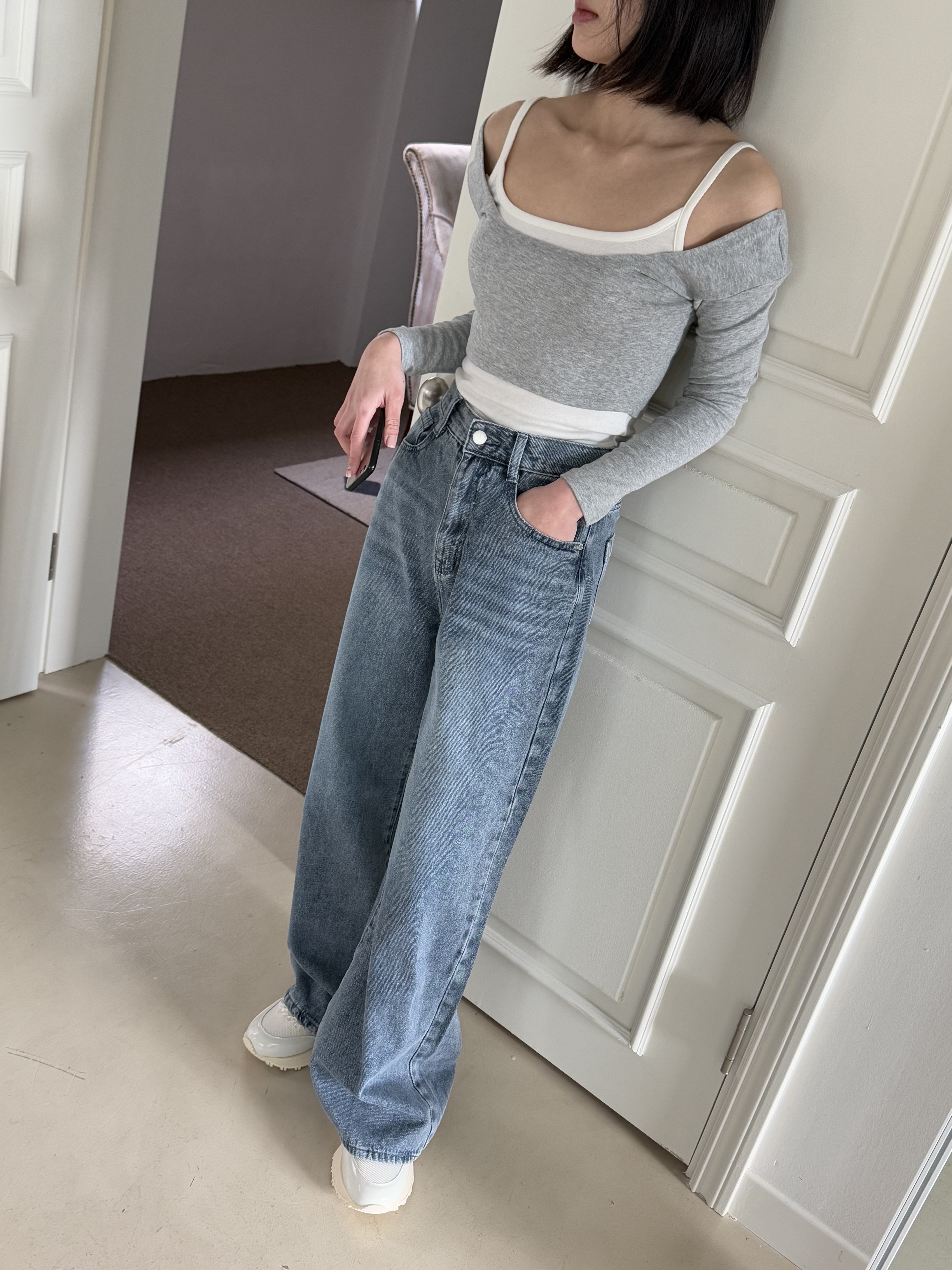 ライトブルーウォッシングワイドデニムパンツ | 詳細画像2